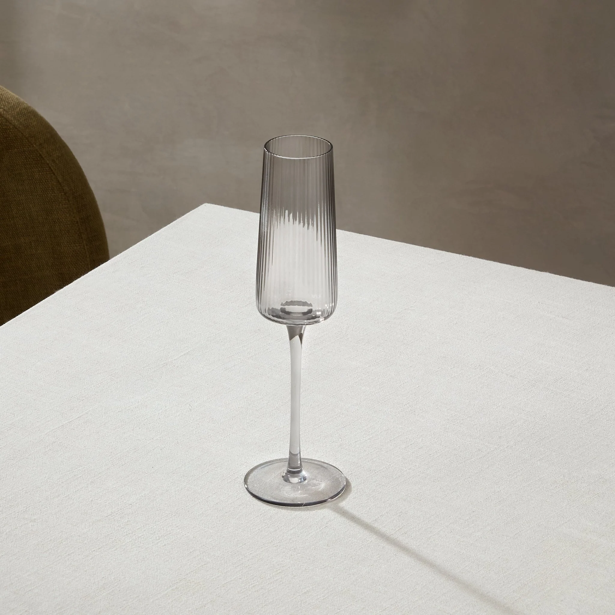 Gatsby Set of 4 Ripple Glass Champagne Flutes - Smoked - Image 2