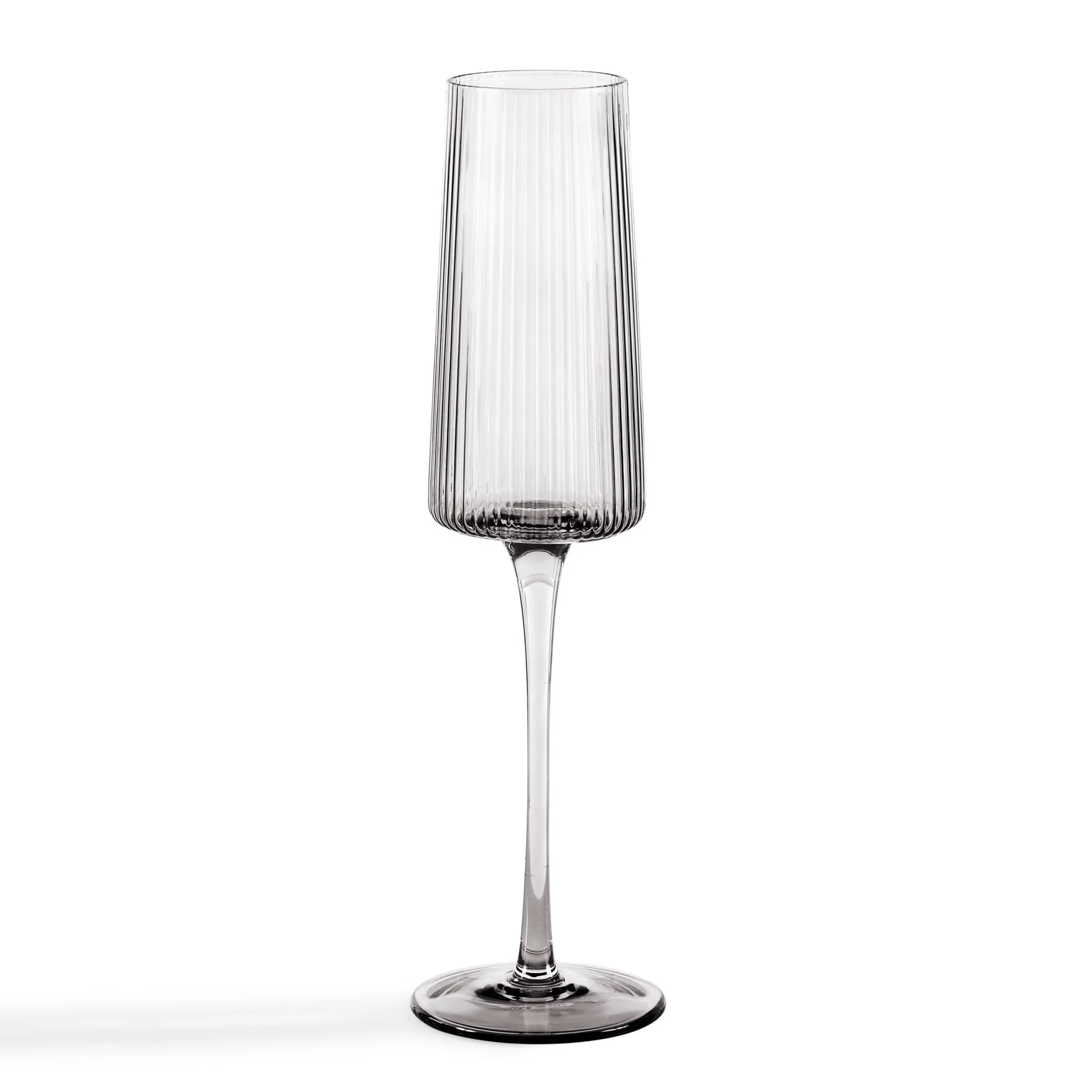 Gatsby Set of 4 Ripple Glass Champagne Flutes - Smoked - Image 3