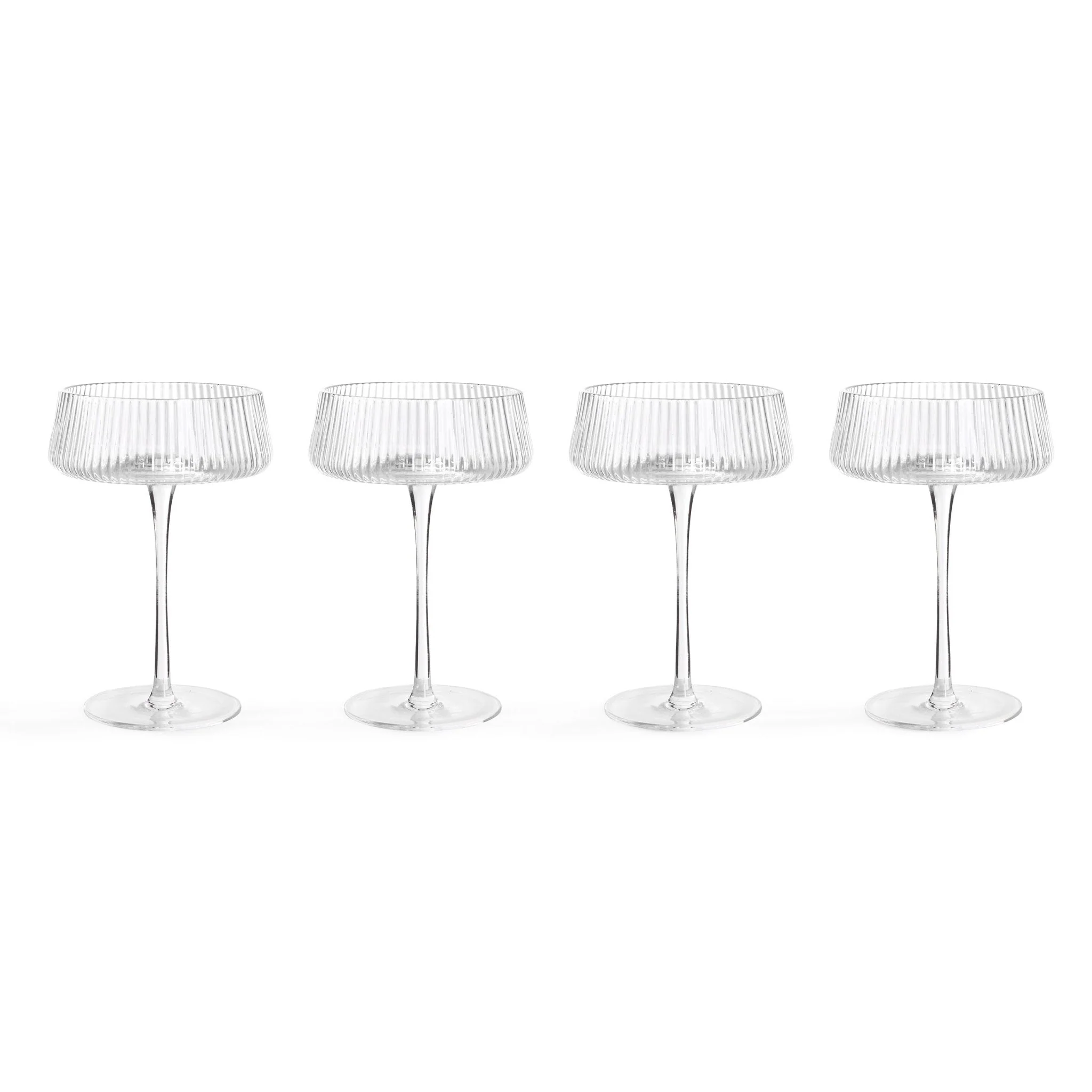 Gatsby Set of 4 Ripple Glass Coupes - Clear - Image 5