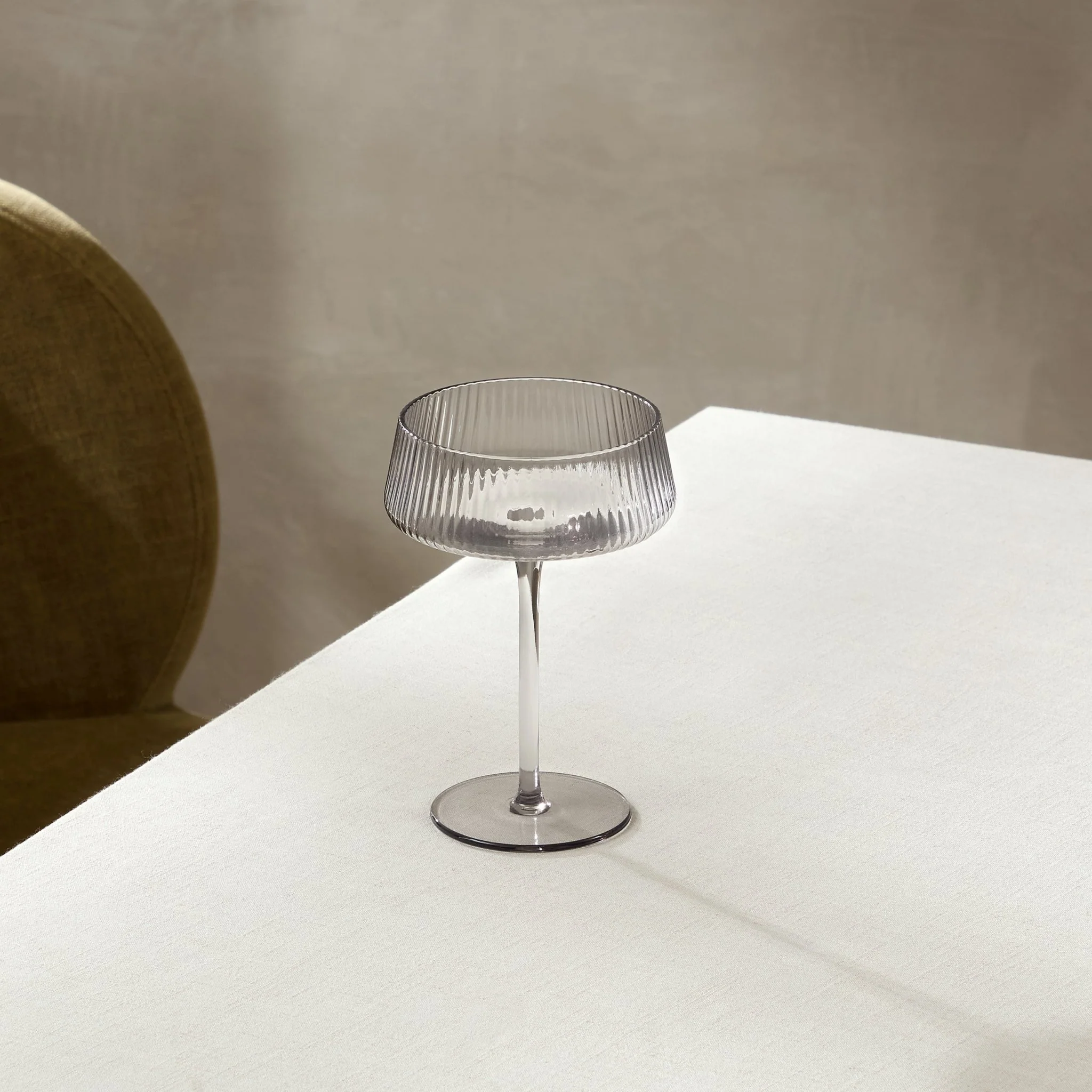 Gatsby Set of 4 Ripple Glass Coupes - Smoked - Image 2