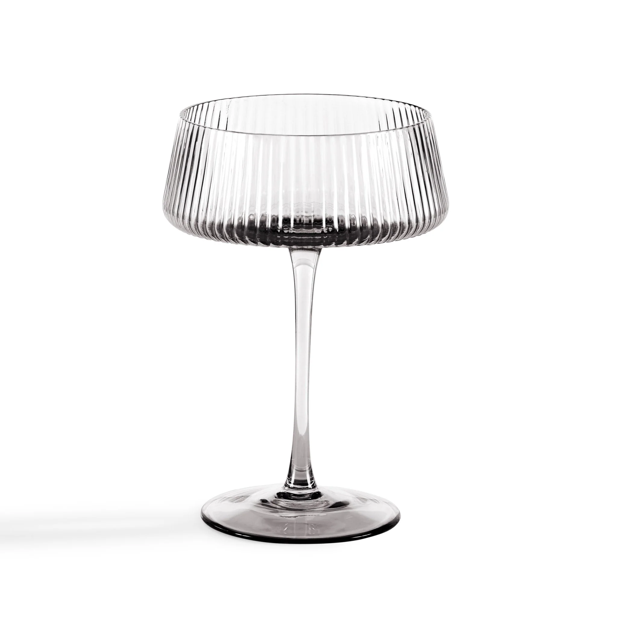 Gatsby Set of 4 Ripple Glass Coupes - Smoked - Image 3