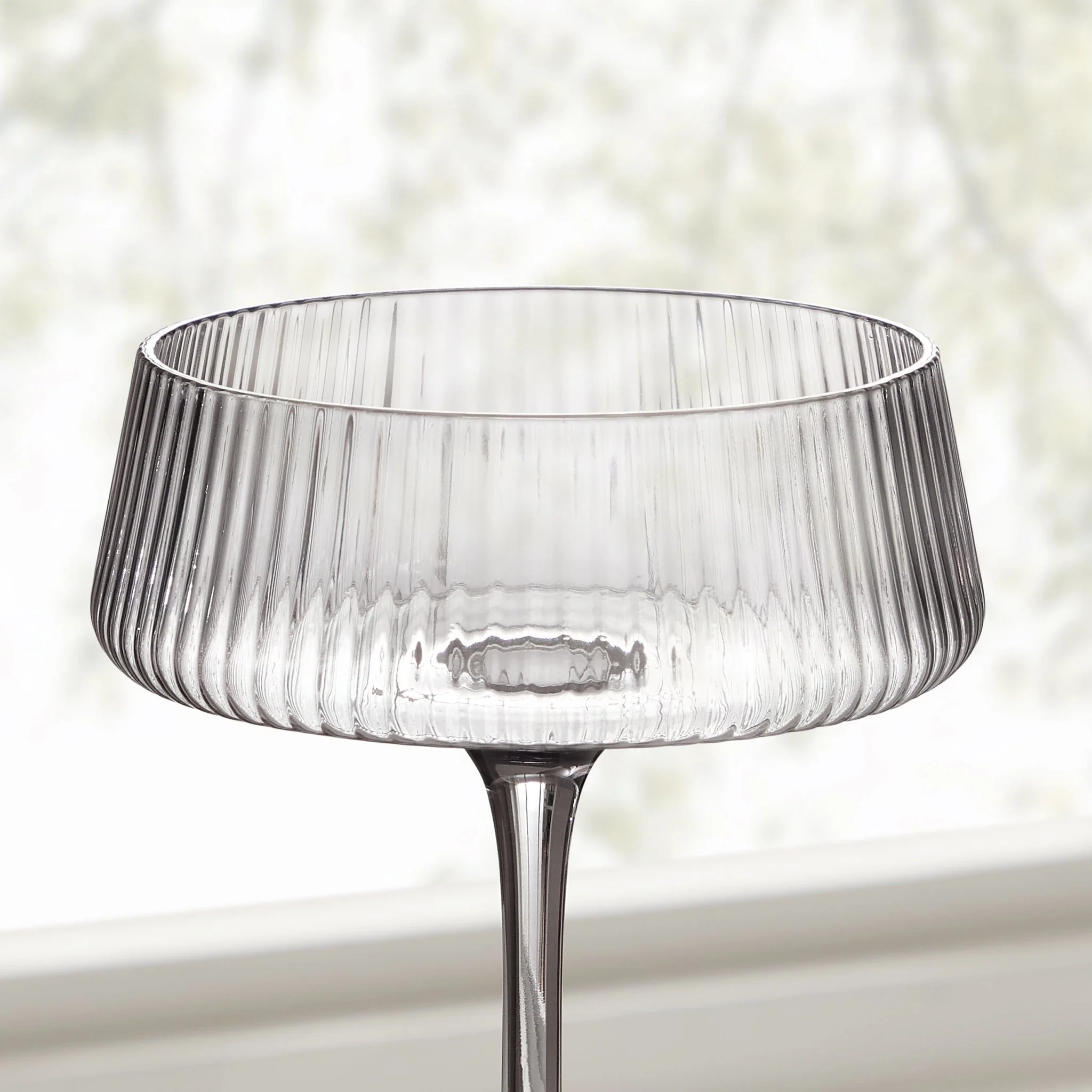 Gatsby Set of 4 Ripple Glass Coupes - Smoked - Image 4