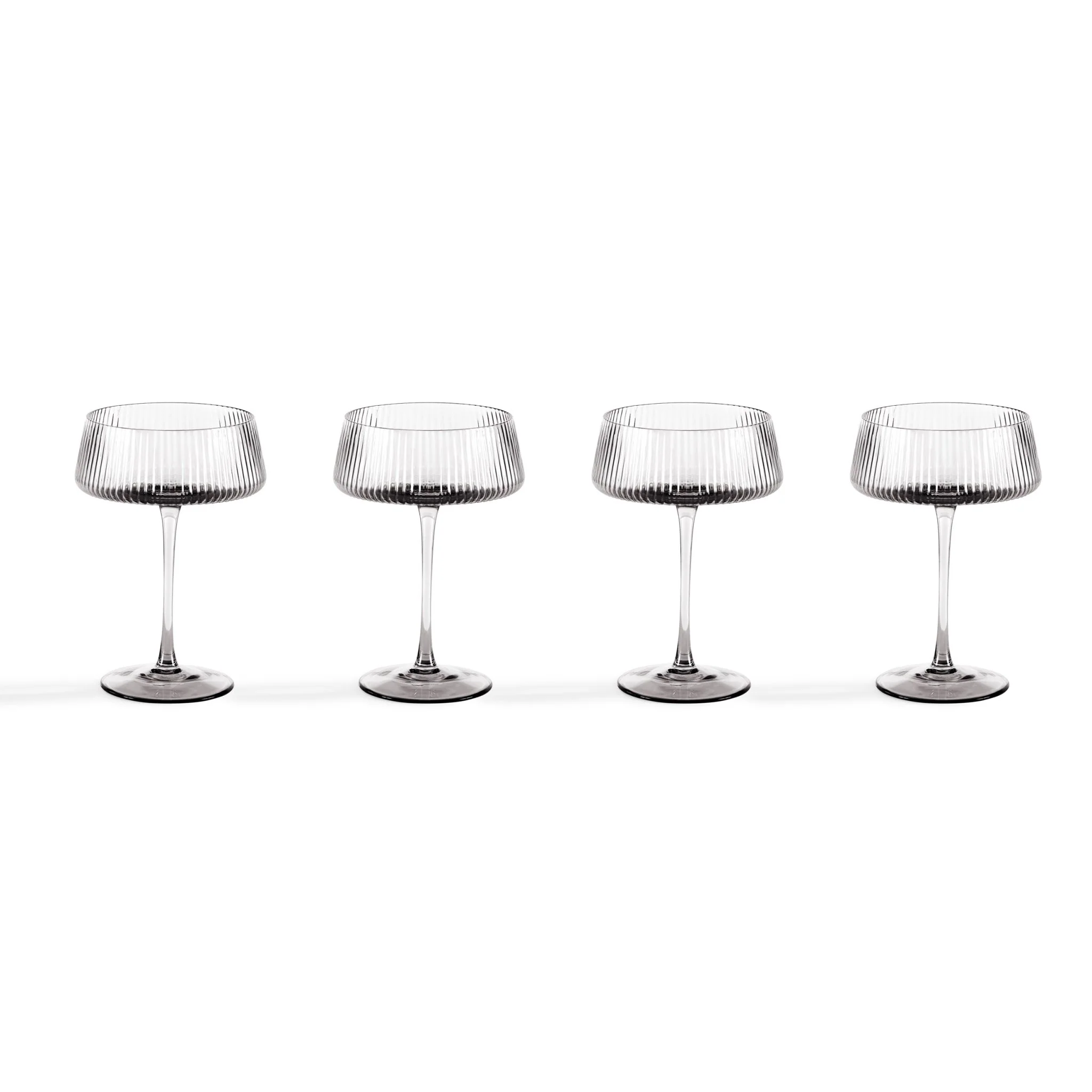Gatsby Set of 4 Ripple Glass Coupes - Smoked - Image 5