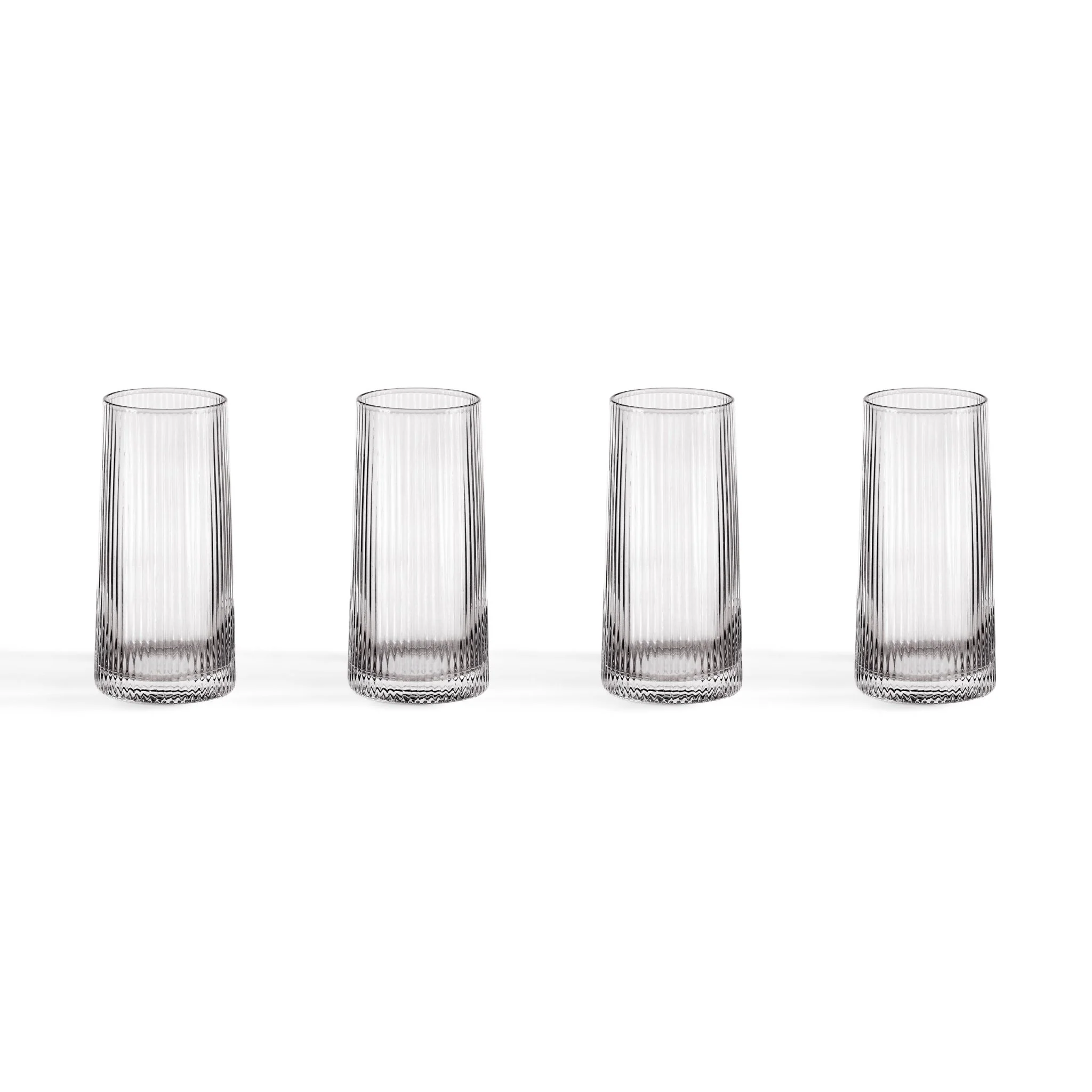 Gatsby Set of 4 Ripple Glass Highballs - Smoked - Image 5