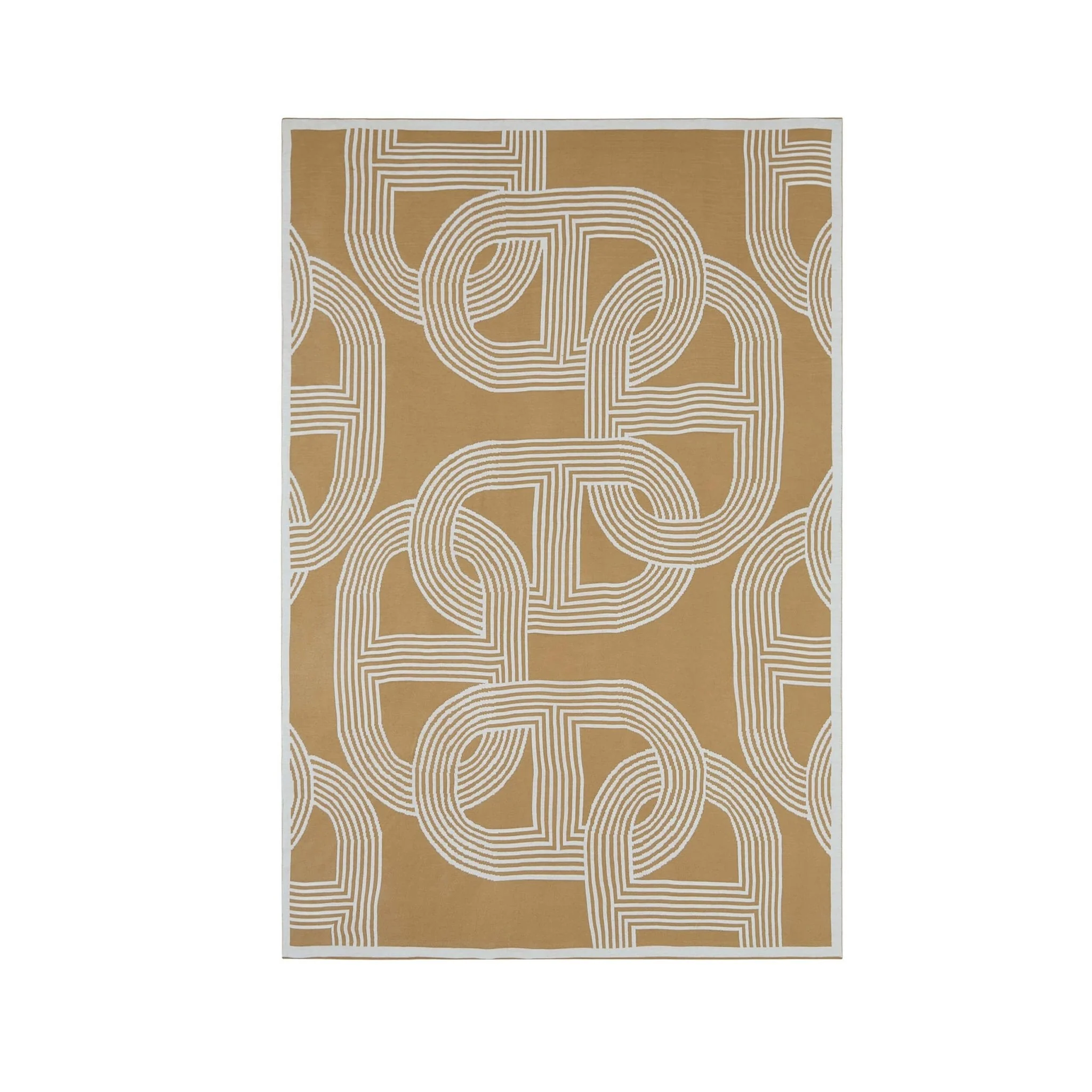 Geometric Contrast Knit Sofa Throw - Taupe - Image 3