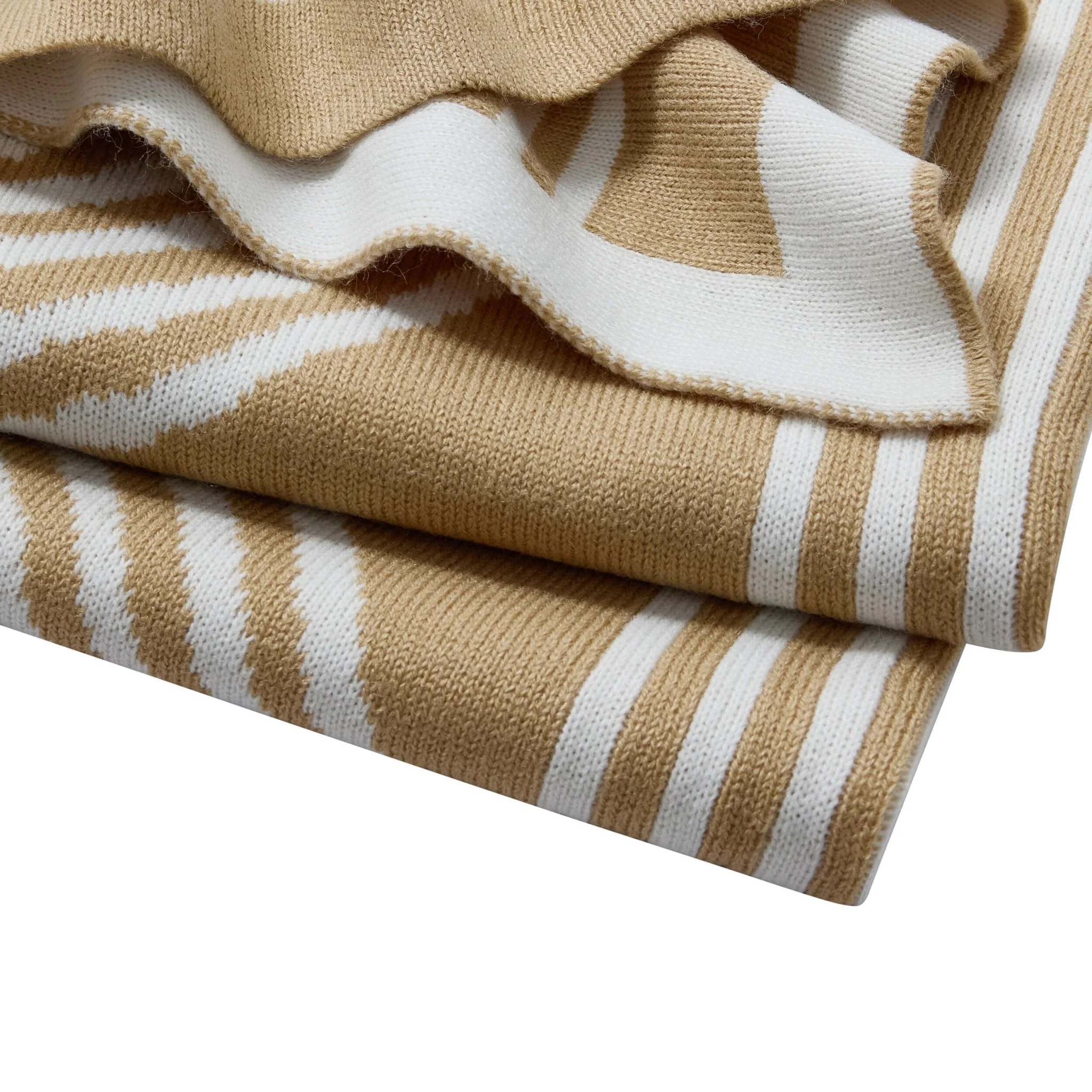 Geometric Contrast Knit Sofa Throw - Taupe - Image 5