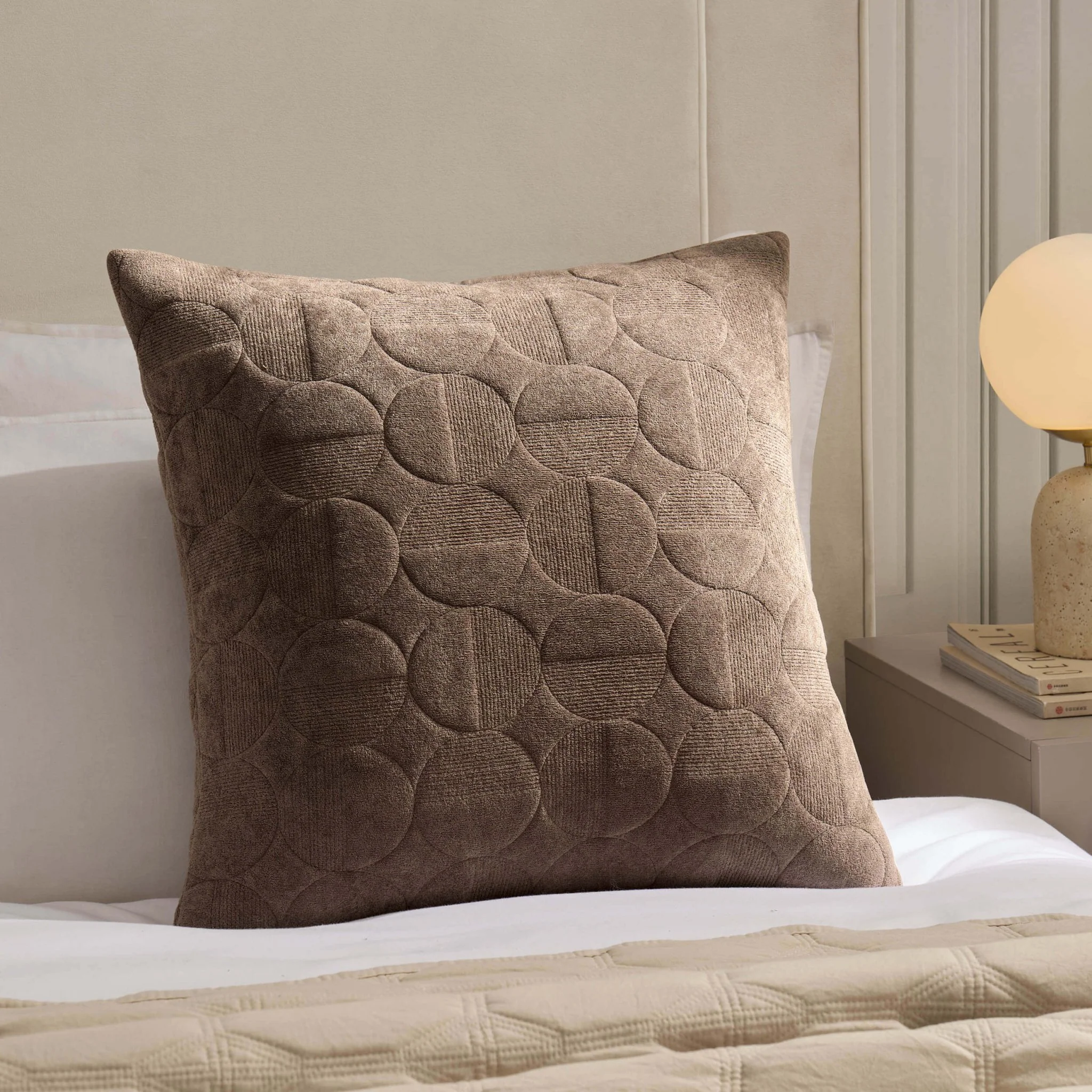 Geometric Embossed Cushion Cover - Taupe