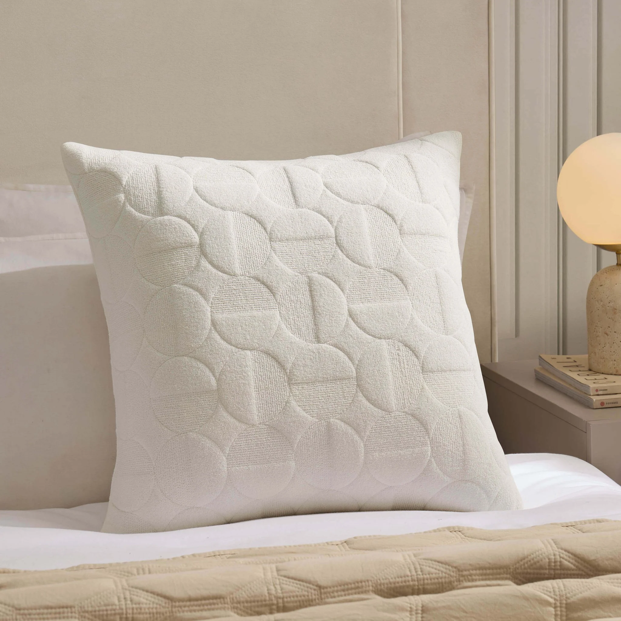 Geometric Embossed Cushion Cover - White