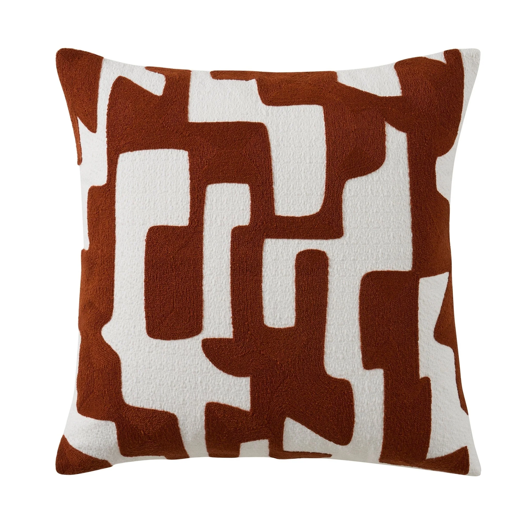 Geometric Embroidered Cushion Cover - Burnt Orange - Image 3