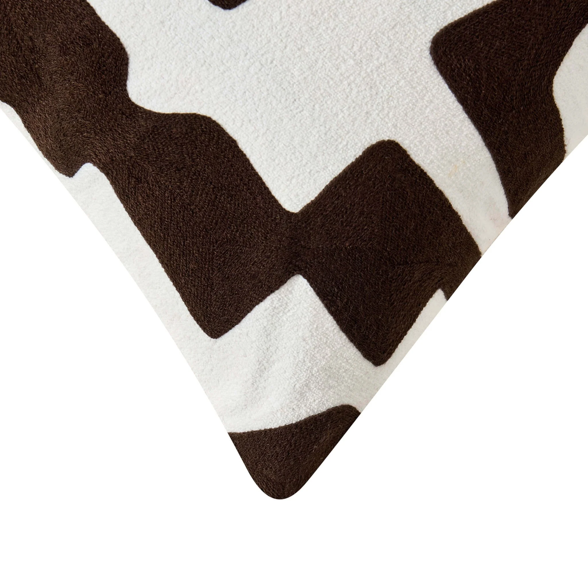 Geometric Embroidered Cushion Cover - Chocolate - Image 4