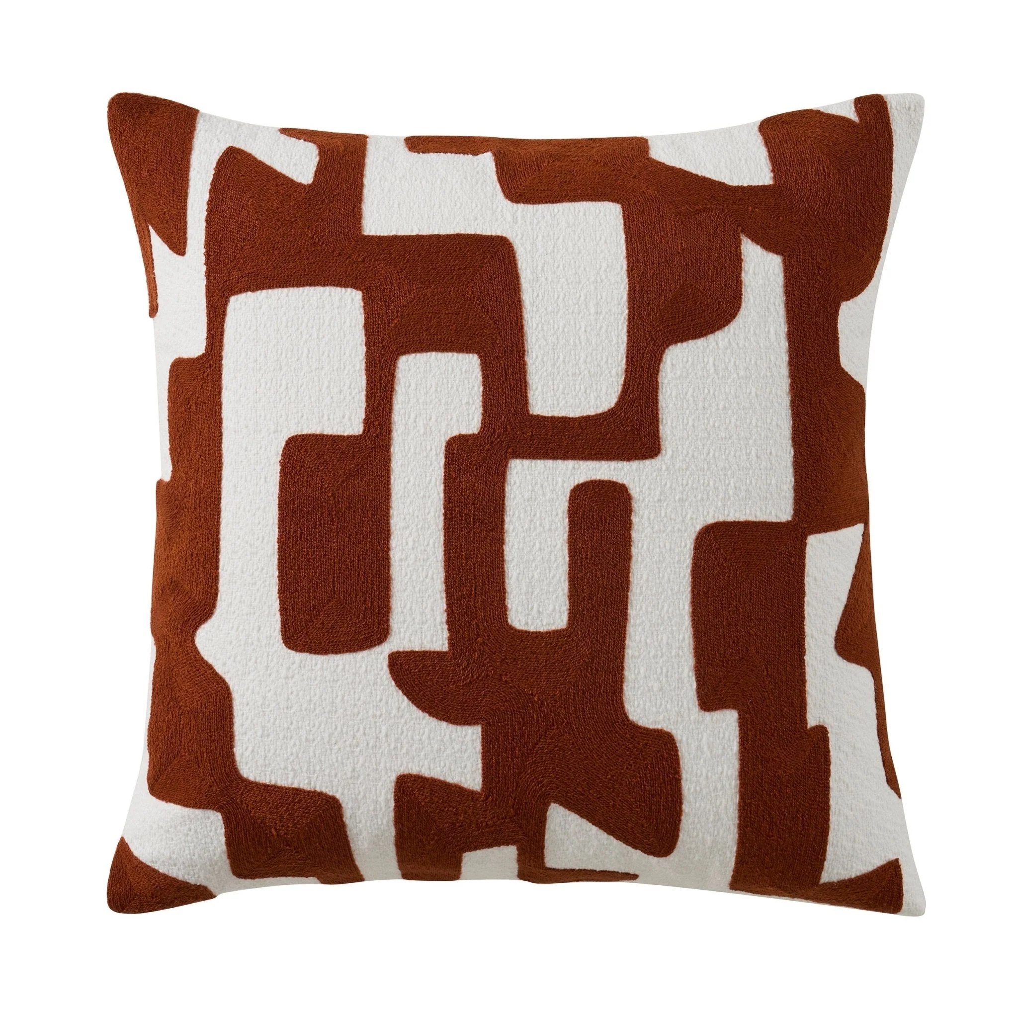 Geometric Embroidered Sofa Cushion Cover - Burnt Orange - Image 6