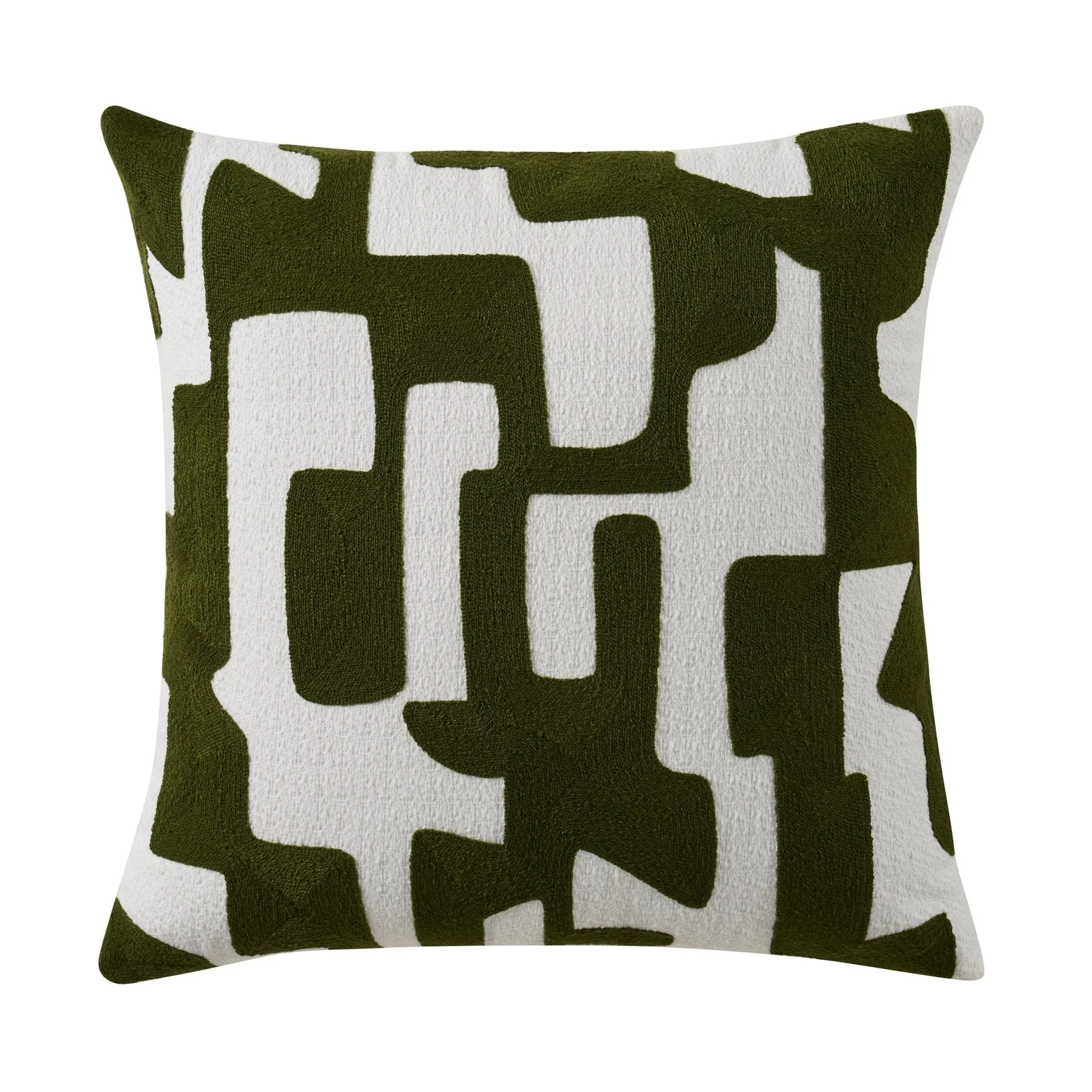 Geometric Embroidered Sofa Cushion Cover - Dark Green - Image 7
