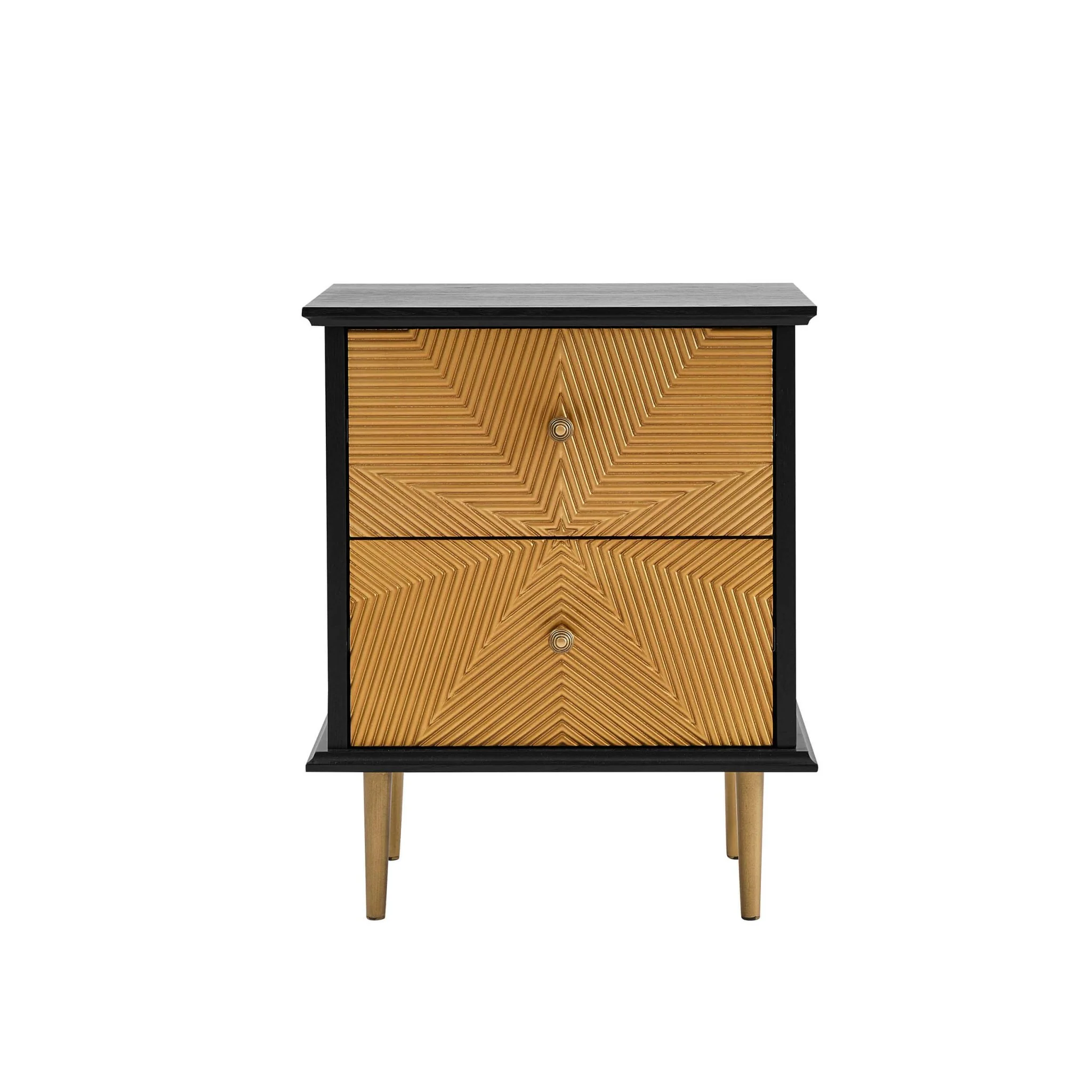Georgie 2 Drawer Bedside Table - Black/Gold - Image 4
