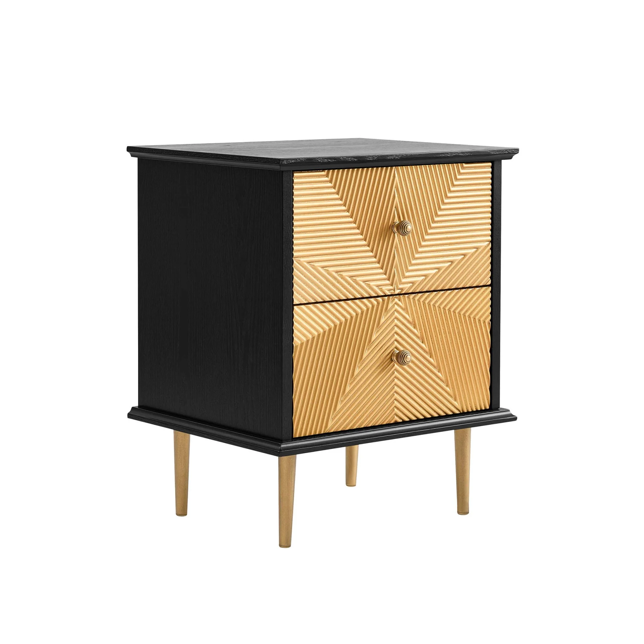 Georgie 2 Drawer Bedside Table - Black/Gold - Image 5