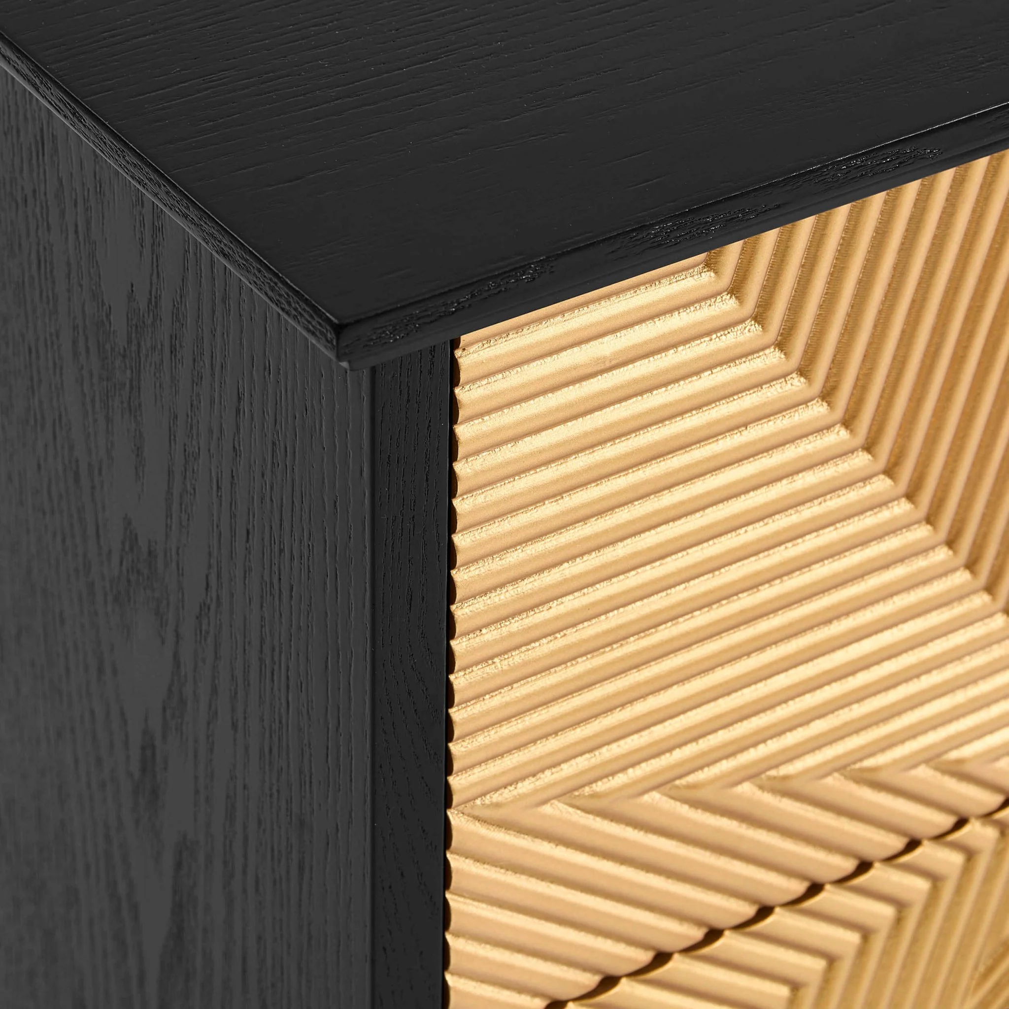 Georgie 2 Drawer Bedside Table - Black/Gold - Image 7