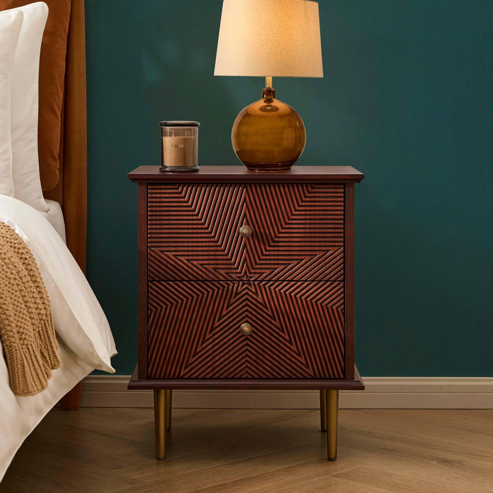 Georgie 2 Drawer Bedside Table - Mahogany - Image 4