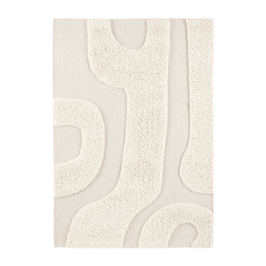 Gillain Hand Woven Tuft Wool Swirl Rug - Off White - Image 5