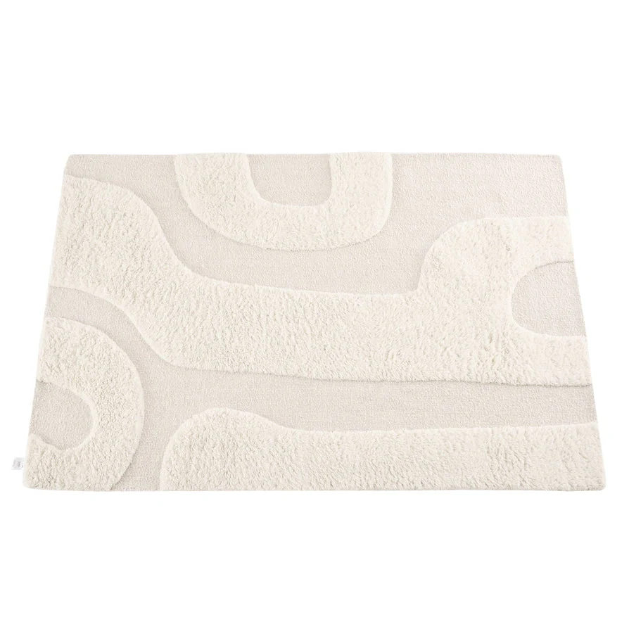 Gillain Hand Woven Tuft Wool Swirl Rug - Off White - Image 6