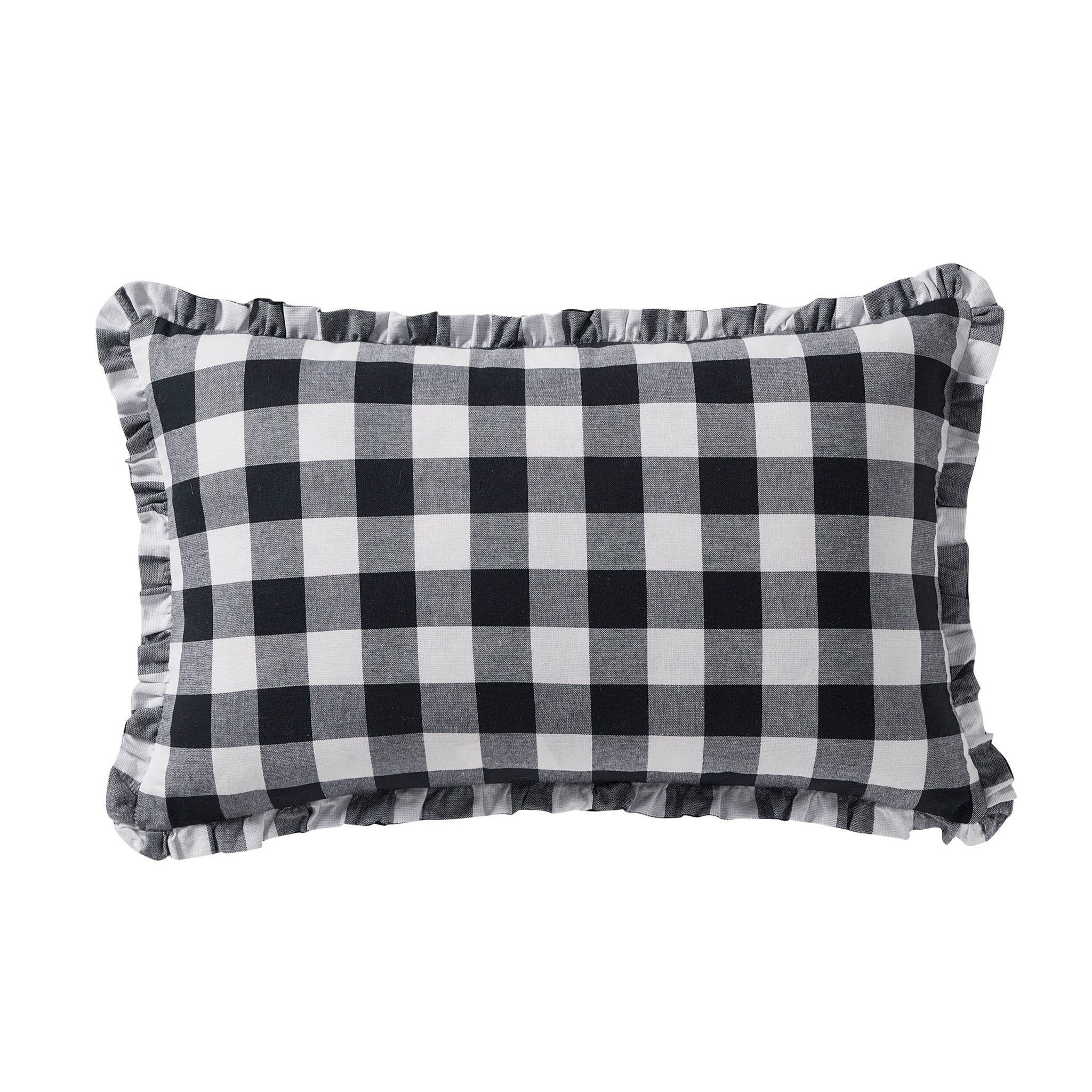 Gingham Square Frill Edge Cushion Cover - Black - Image 4
