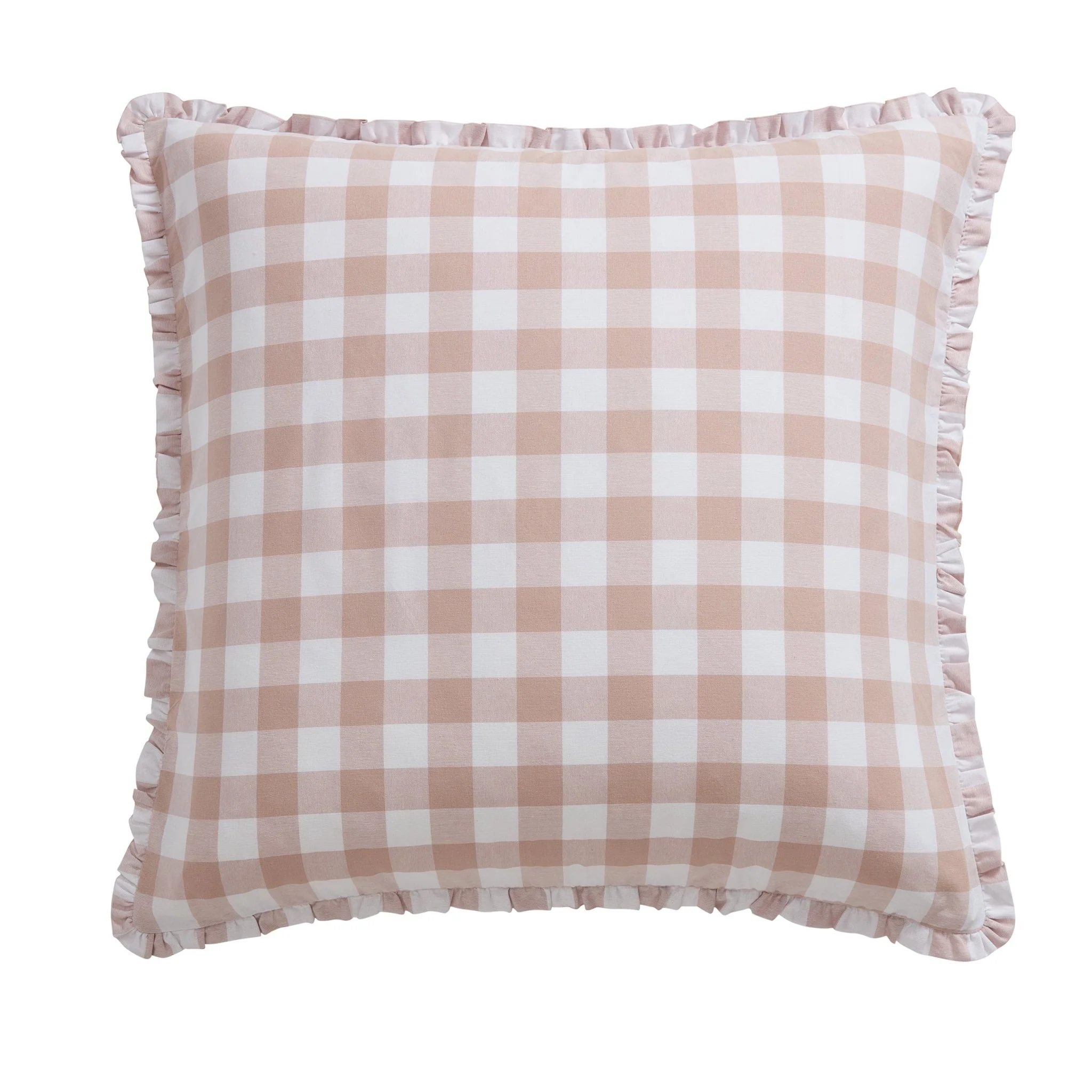 Gingham Square Frill Edge Cushion Cover - Blush Pink - Image 5