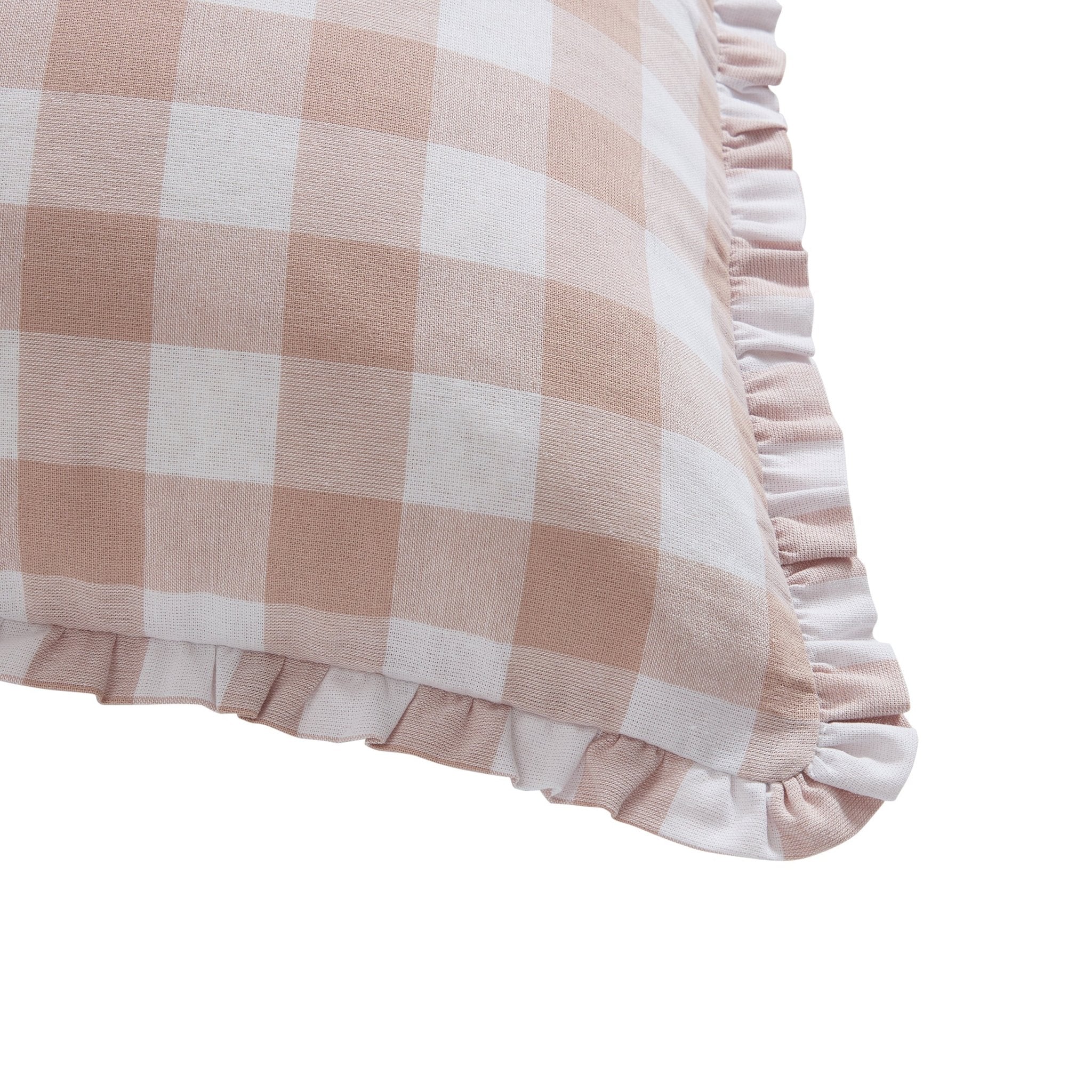 Gingham Square Frill Edge Cushion Cover - Blush Pink - Image 6