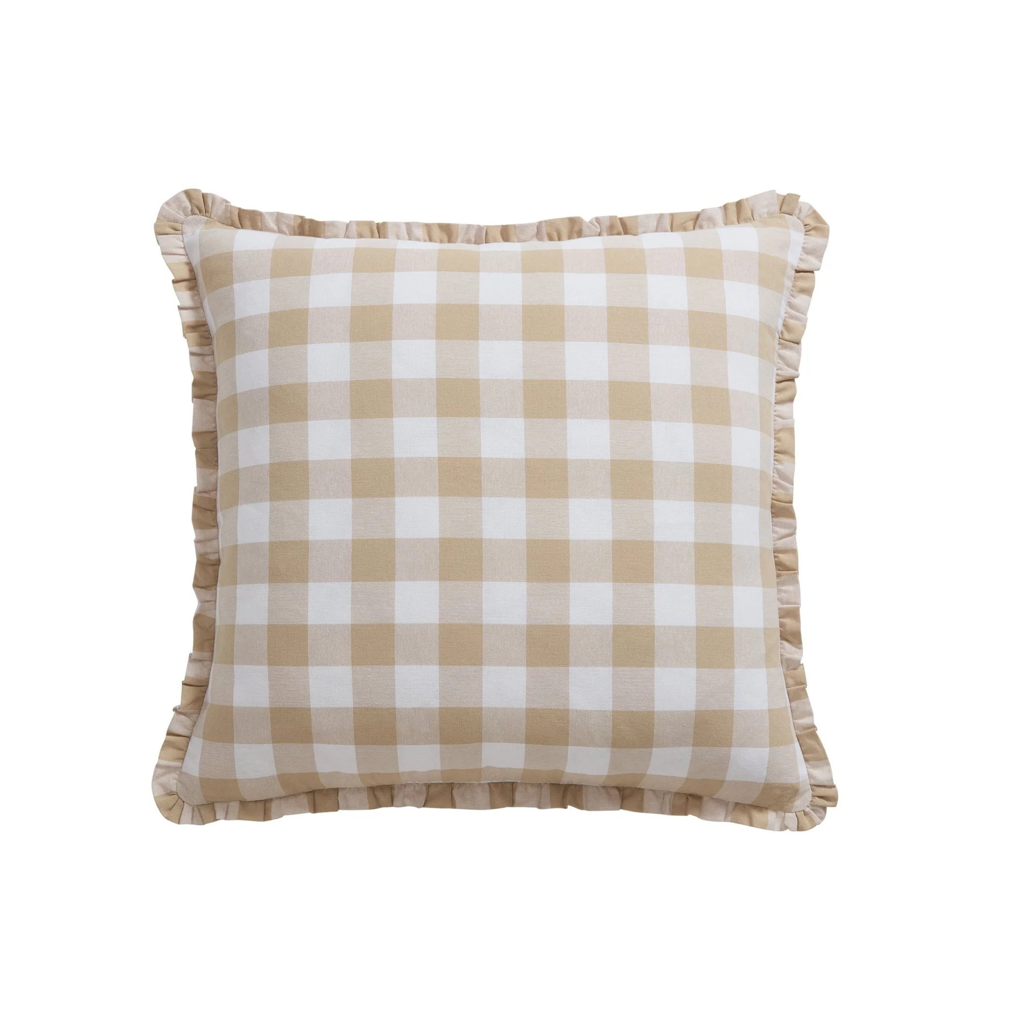 Gingham Square Frill Edge Cushion Cover - Natural - Image 5