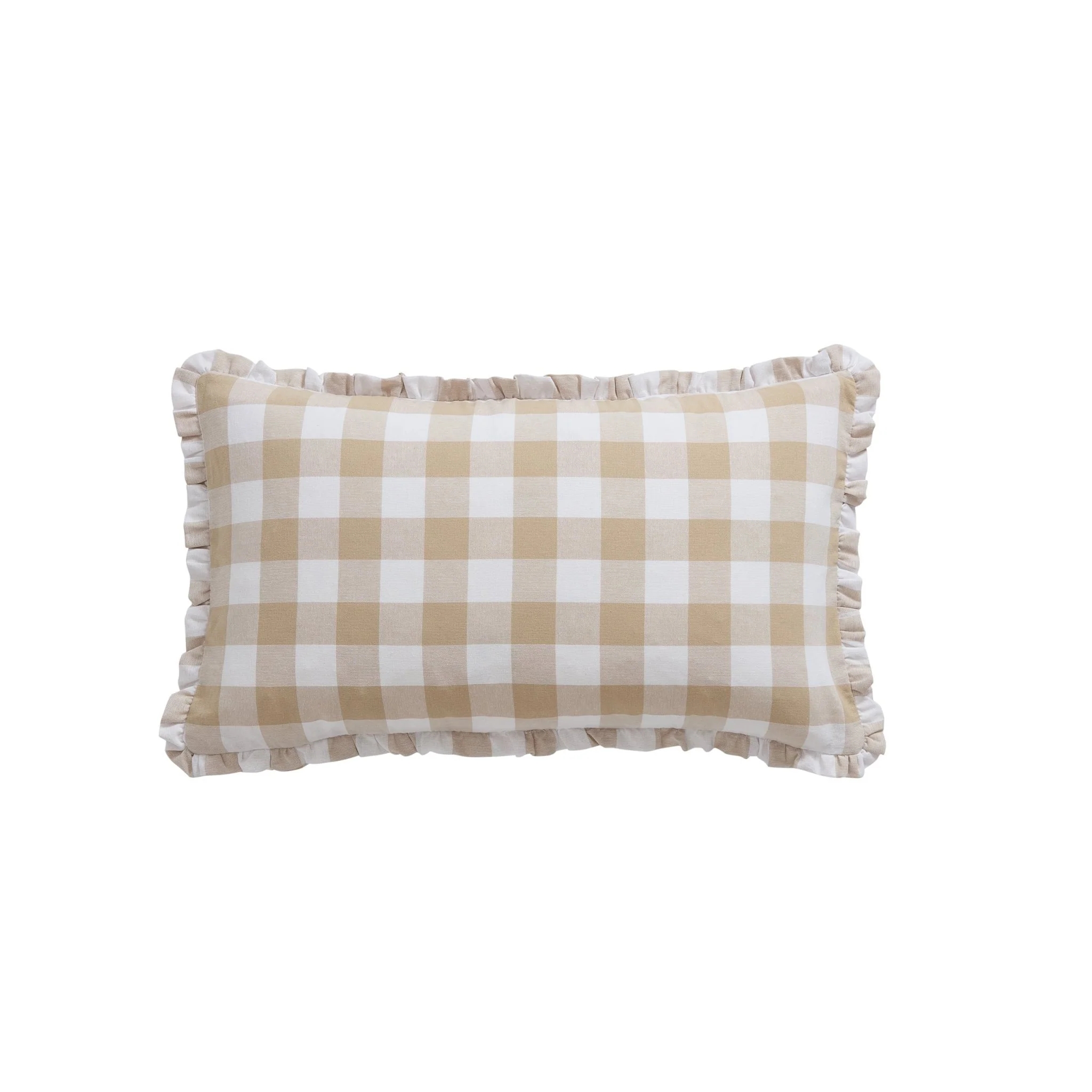 Gingham Square Frill Edge Cushion Cover - Natural - Image 6