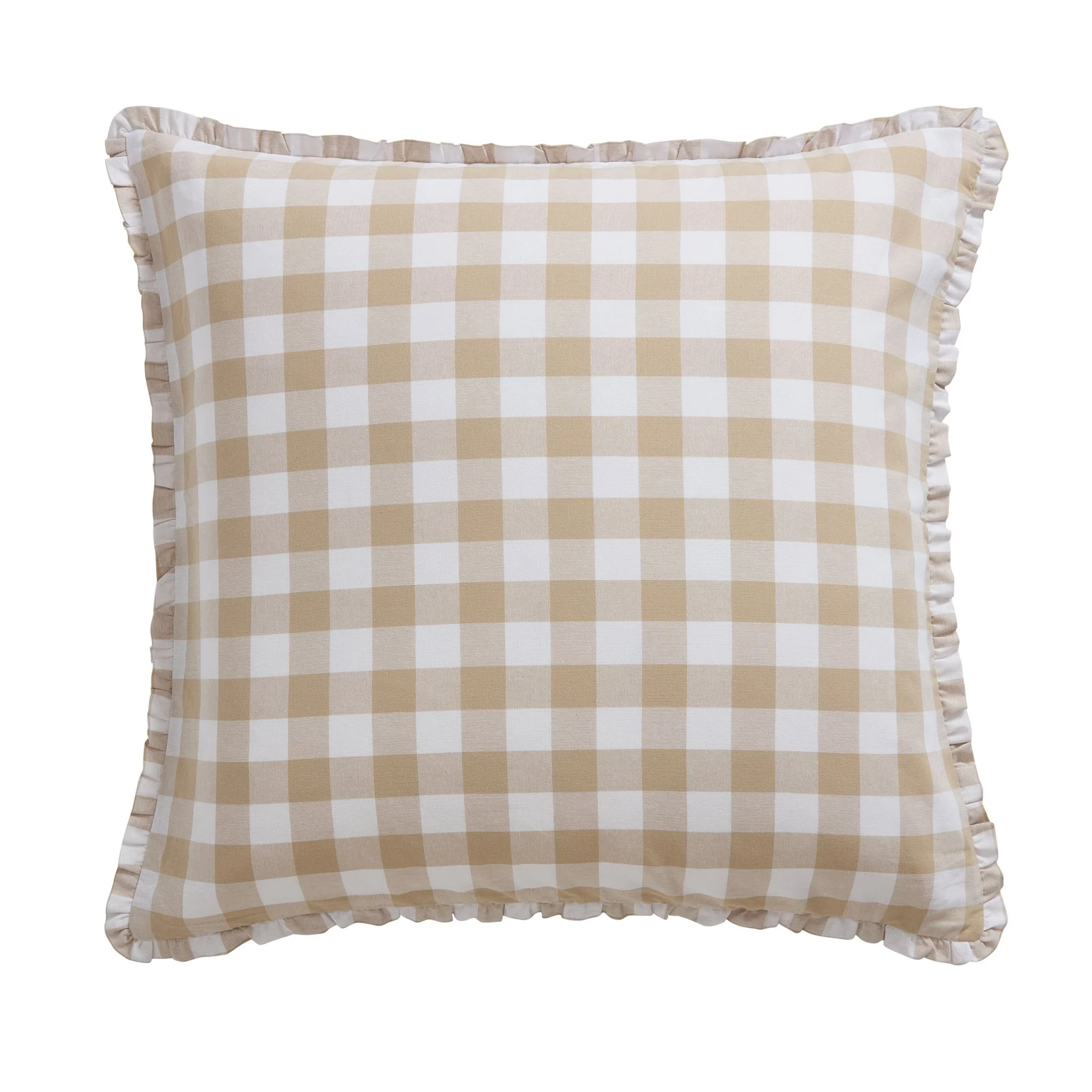 Gingham Square Frill Edge Cushion Cover - Natural - Image 7