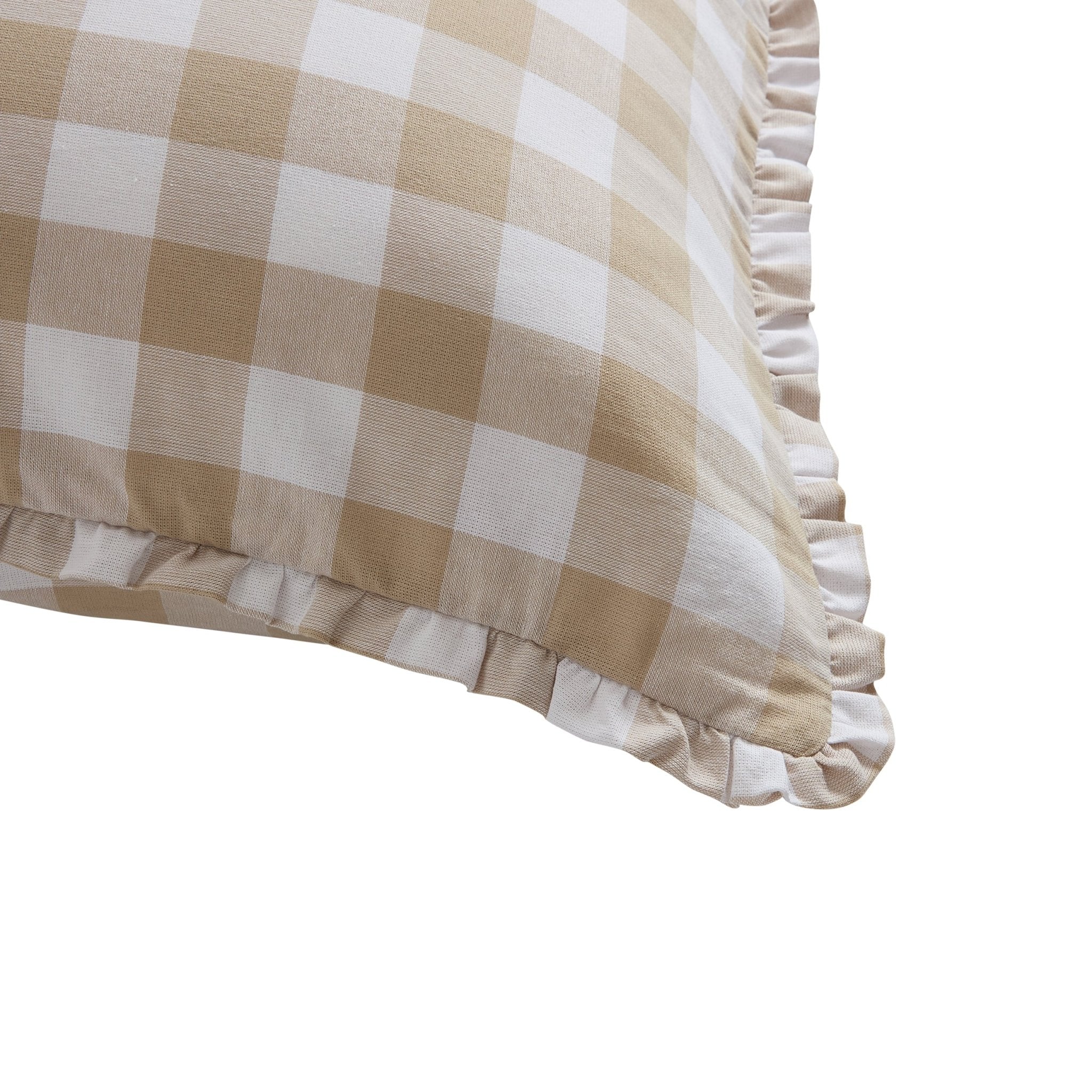 Gingham Square Frill Edge Cushion Cover - Natural - Image 8