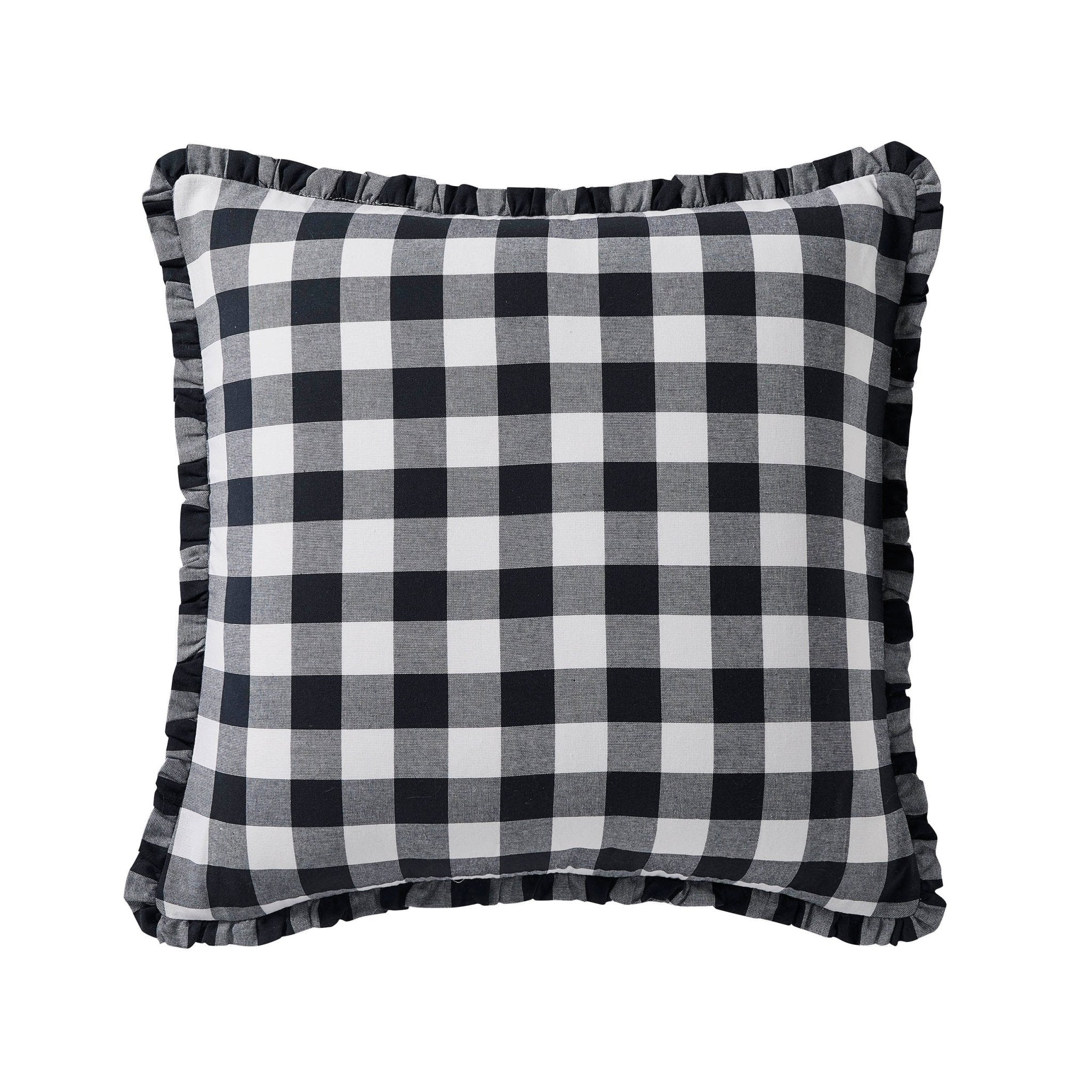 Gingham Square Frill Edge Sofa Cushion Cover - Black - Image 6