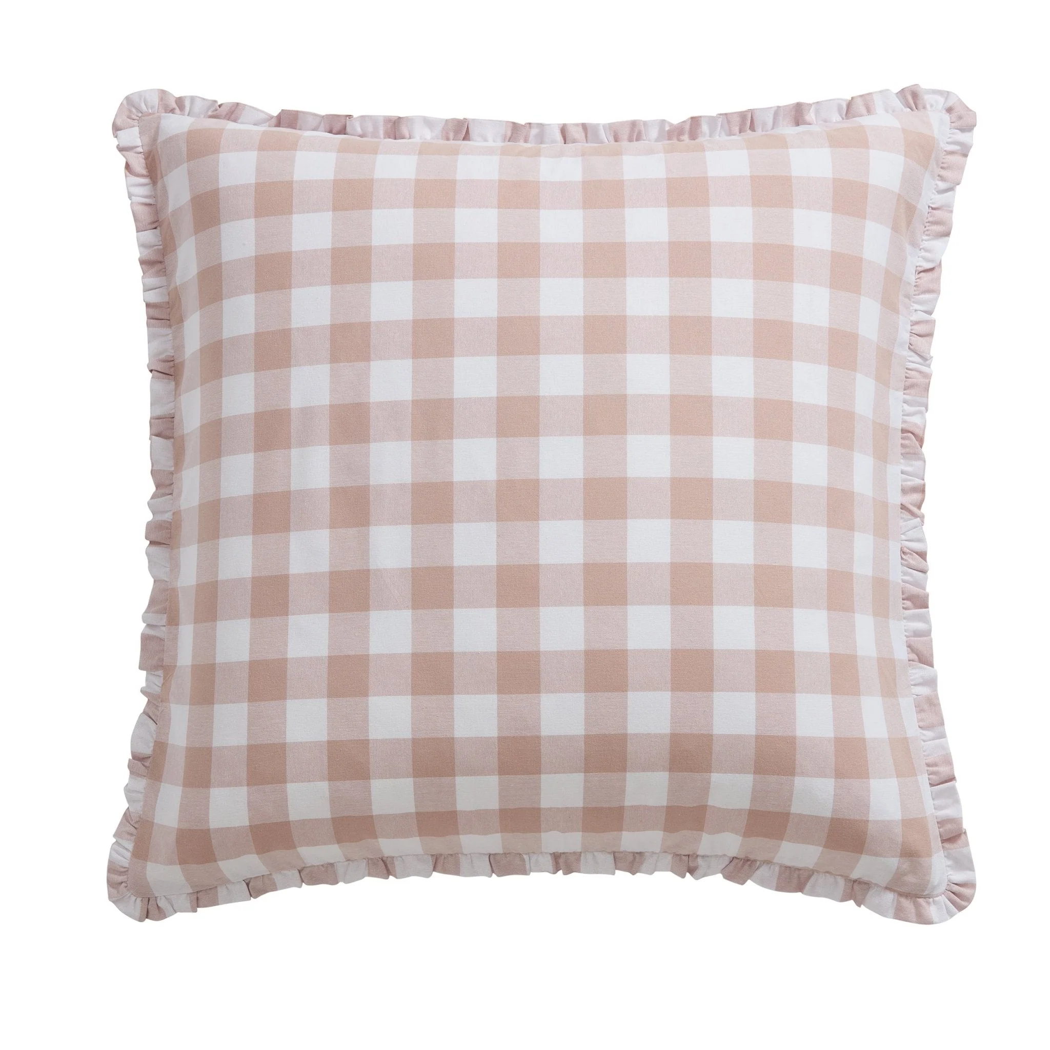 Gingham Square Frill Edge Sofa Cushion Cover - Blush Pink - Image 3