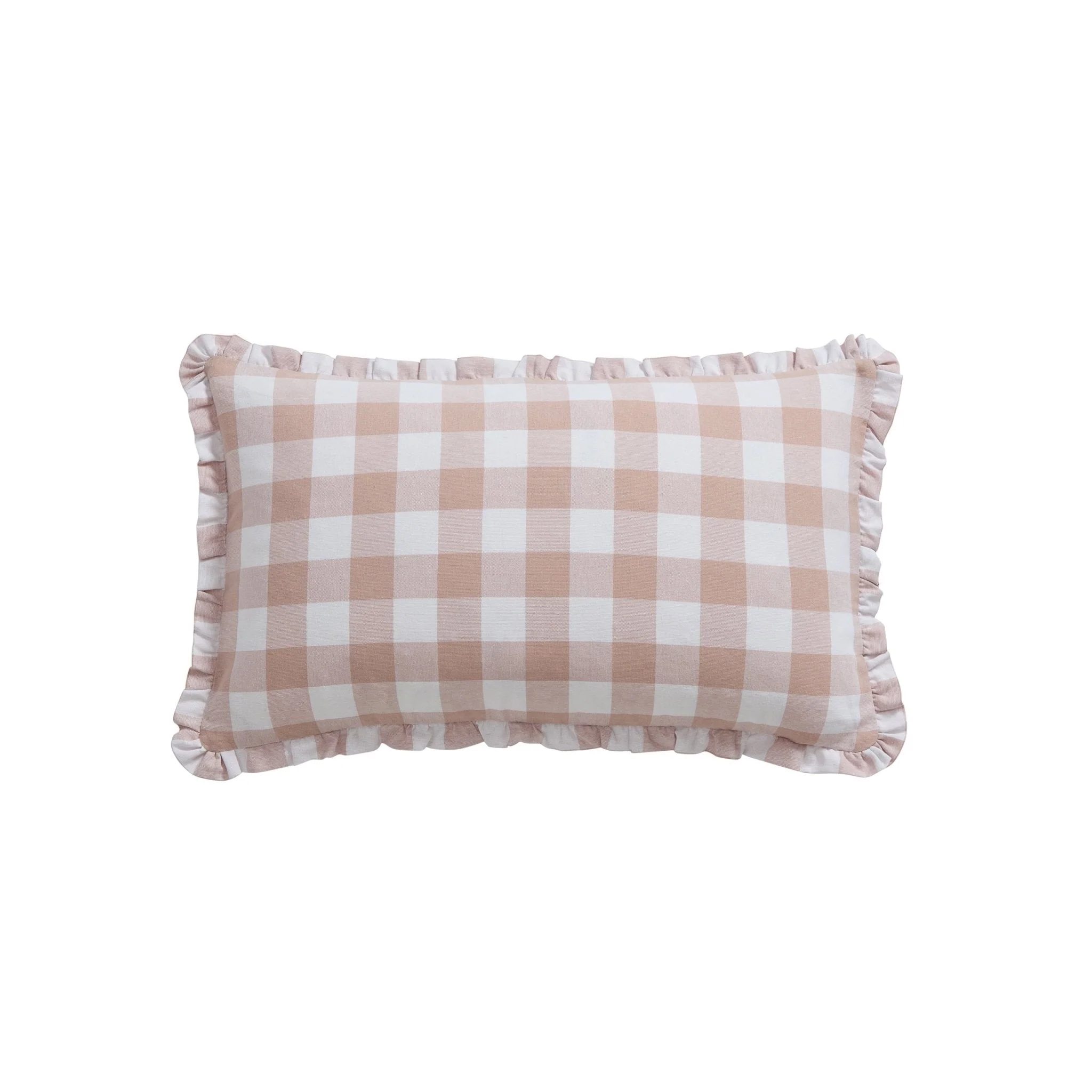 Gingham Square Frill Edge Sofa Cushion Cover - Blush Pink - Image 4