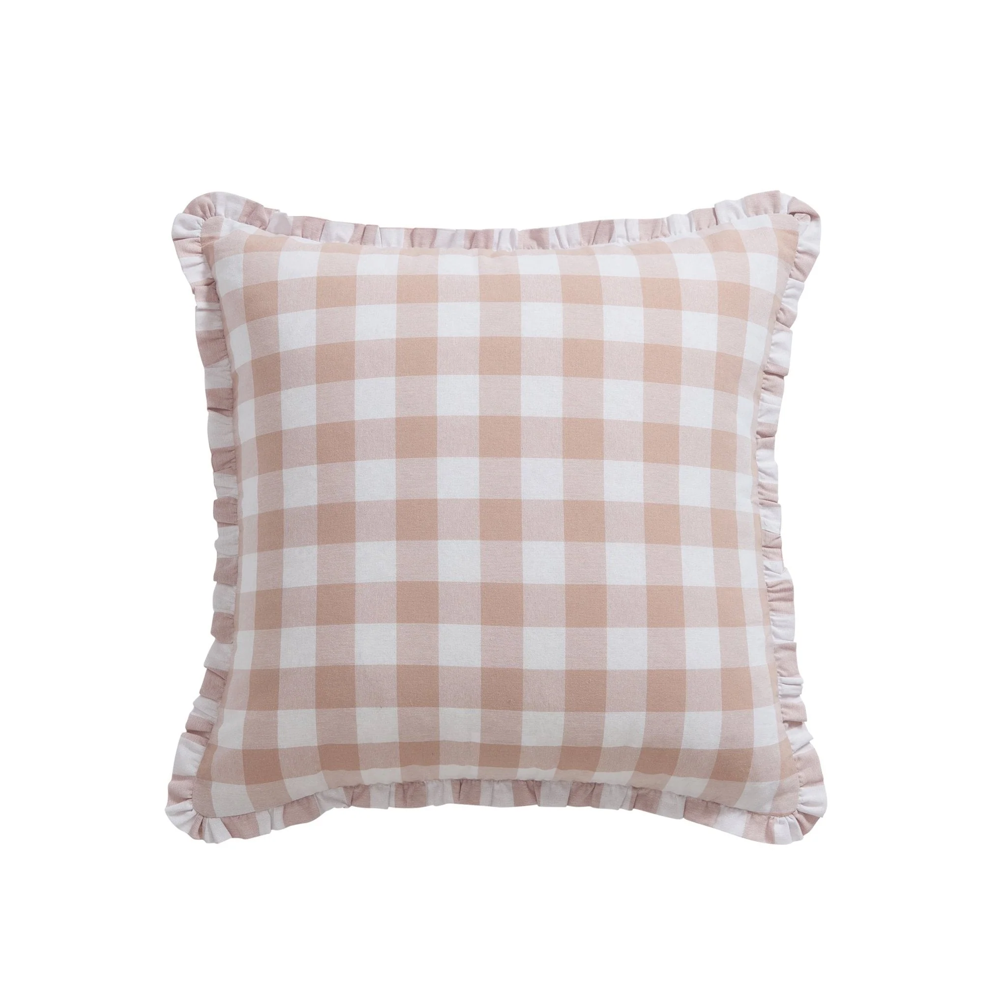 Gingham Square Frill Edge Sofa Cushion Cover - Blush Pink - Image 5
