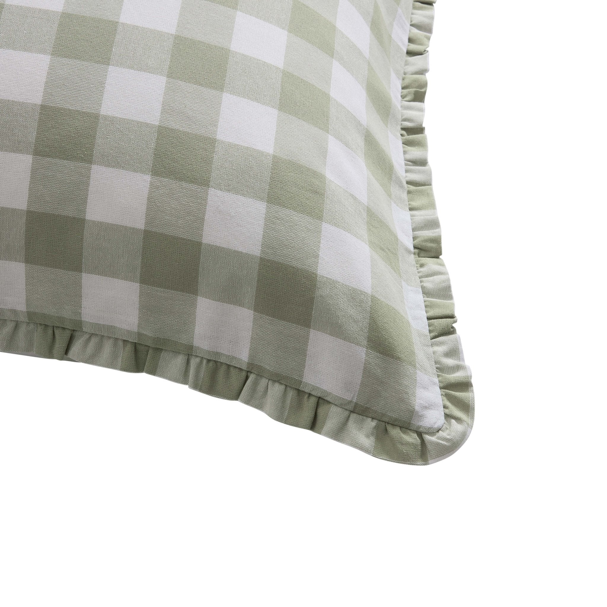 Gingham Square Frill Edge Sofa Cushion Cover - Sage - Image 3