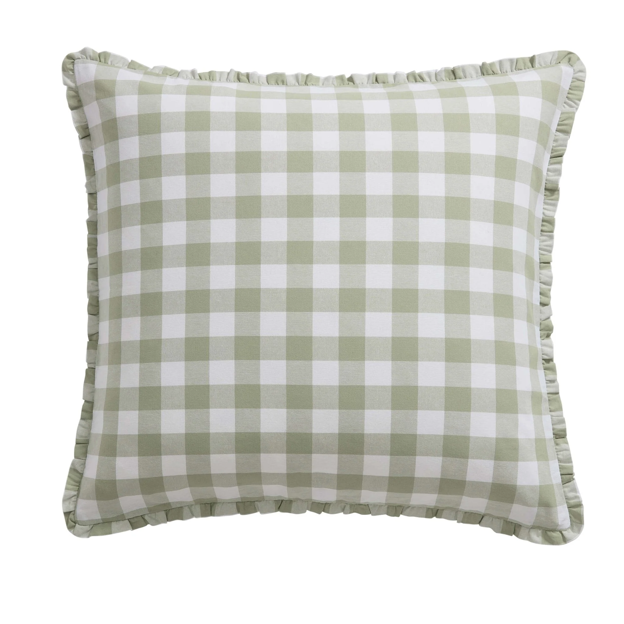 Gingham Square Frill Edge Sofa Cushion Cover - Sage - Image 4