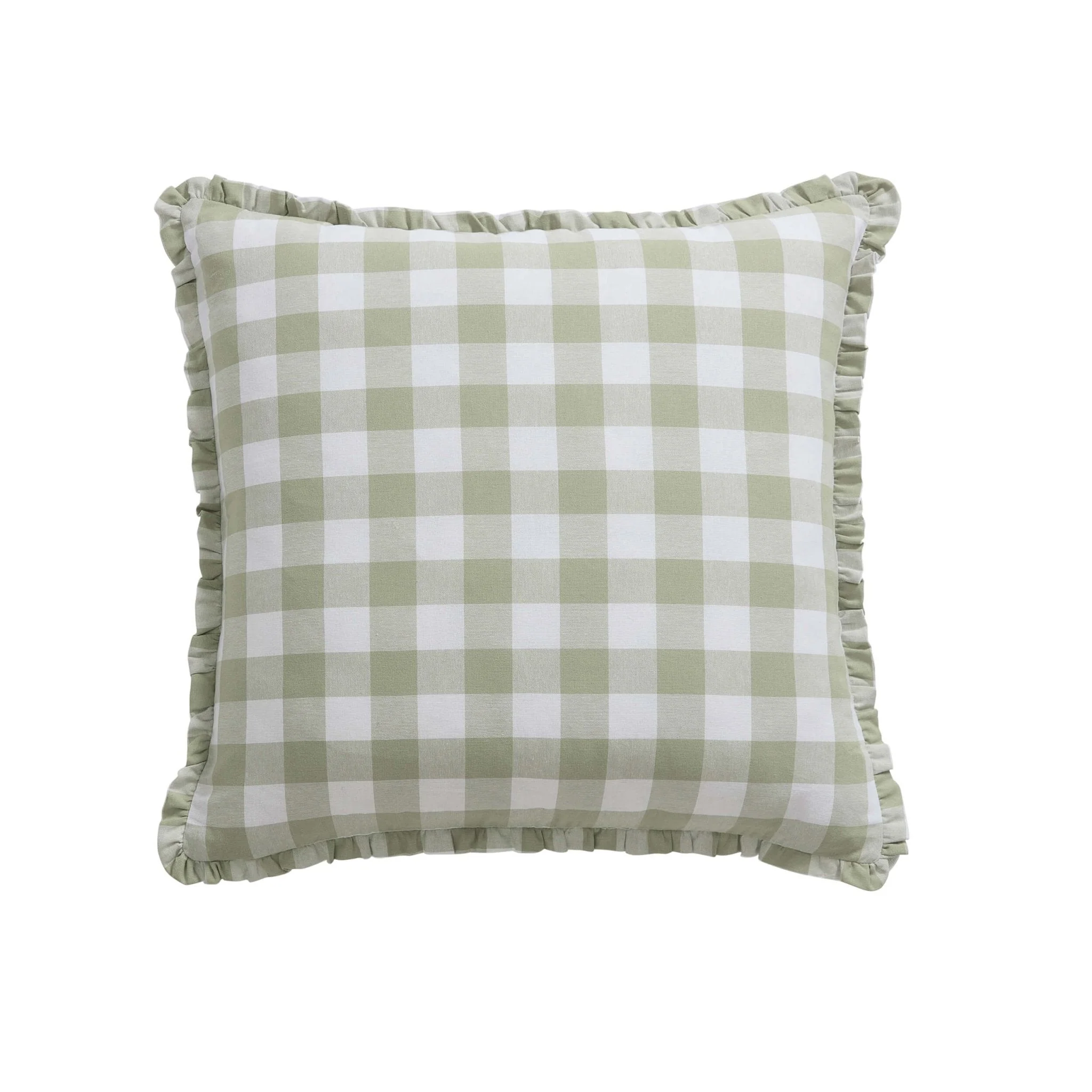 Gingham Square Frill Edge Sofa Cushion Cover - Sage - Image 5