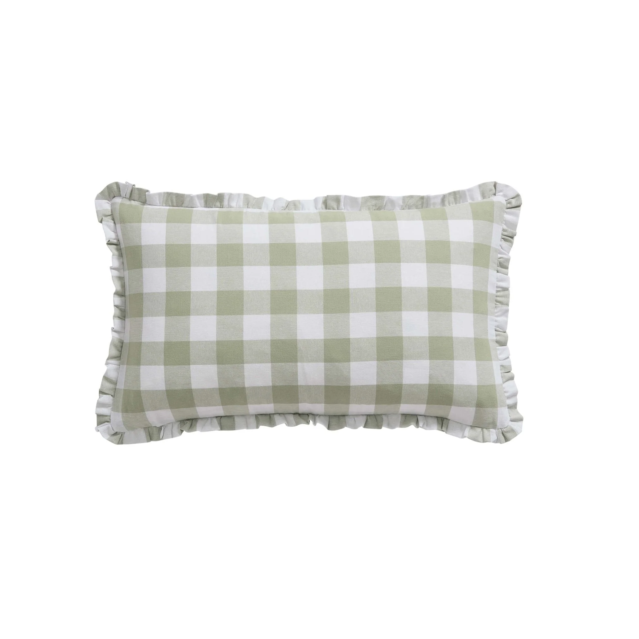 Gingham Square Frill Edge Sofa Cushion Cover - Sage - Image 6