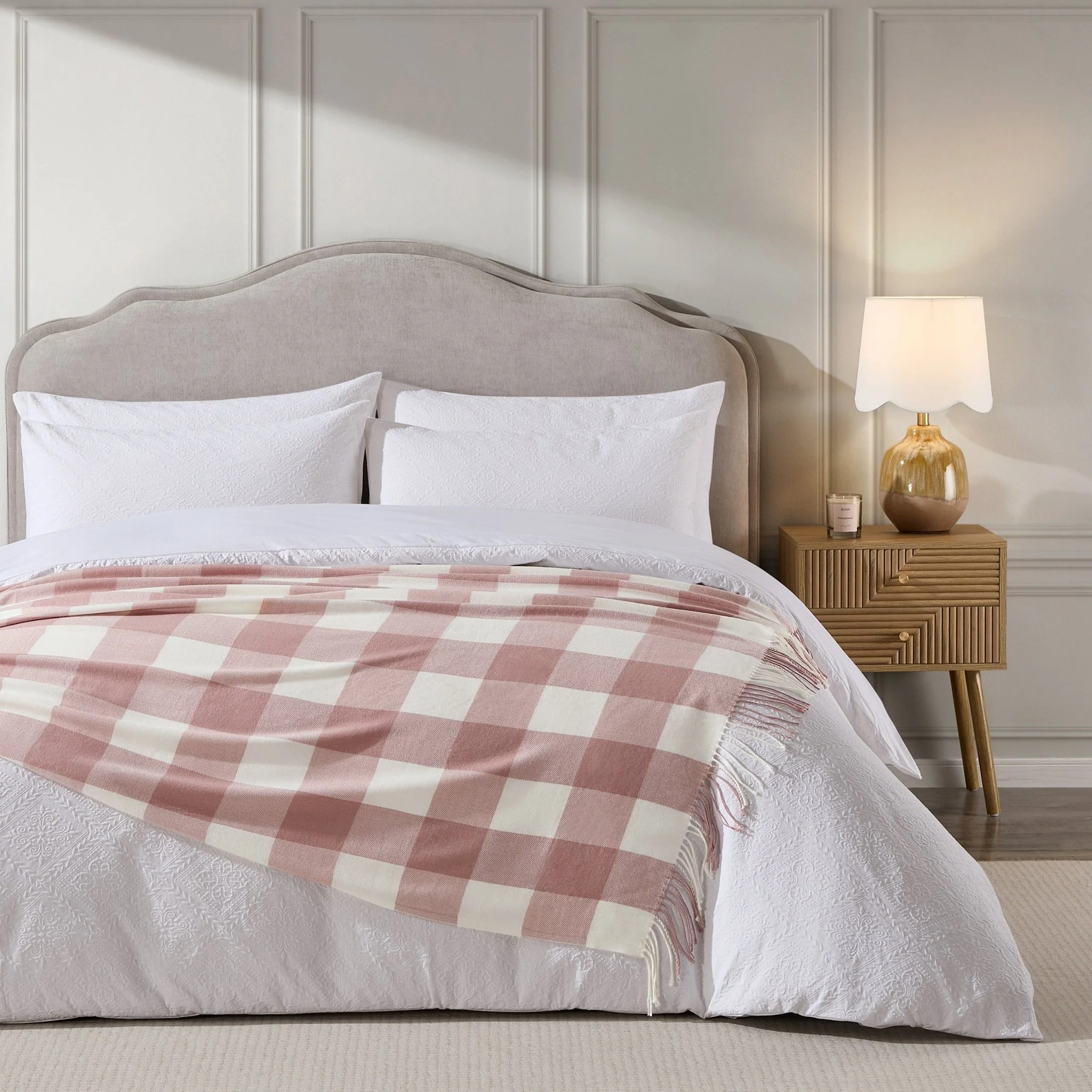 Gingham Throw - Cinder Rose