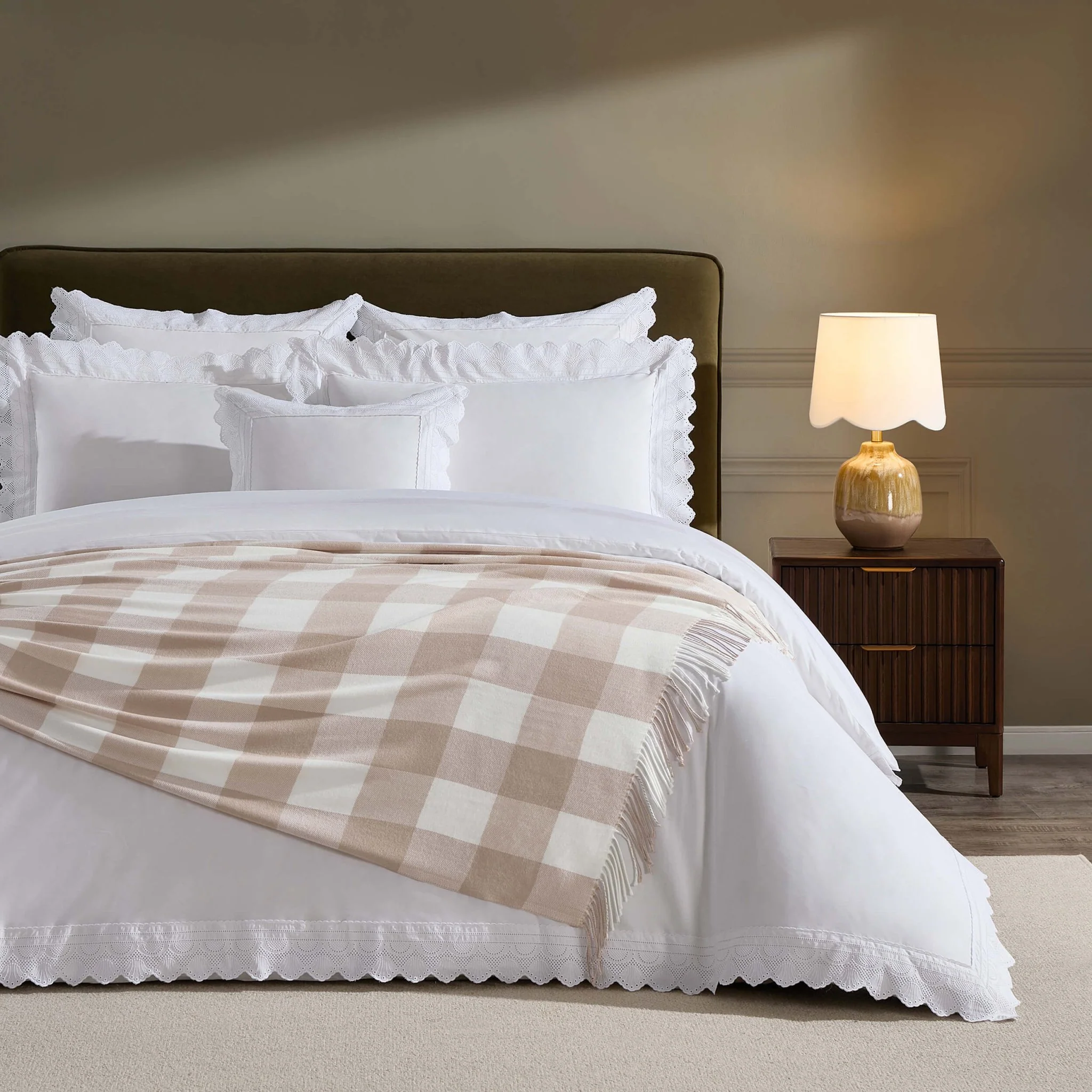 Gingham Throw - Tan