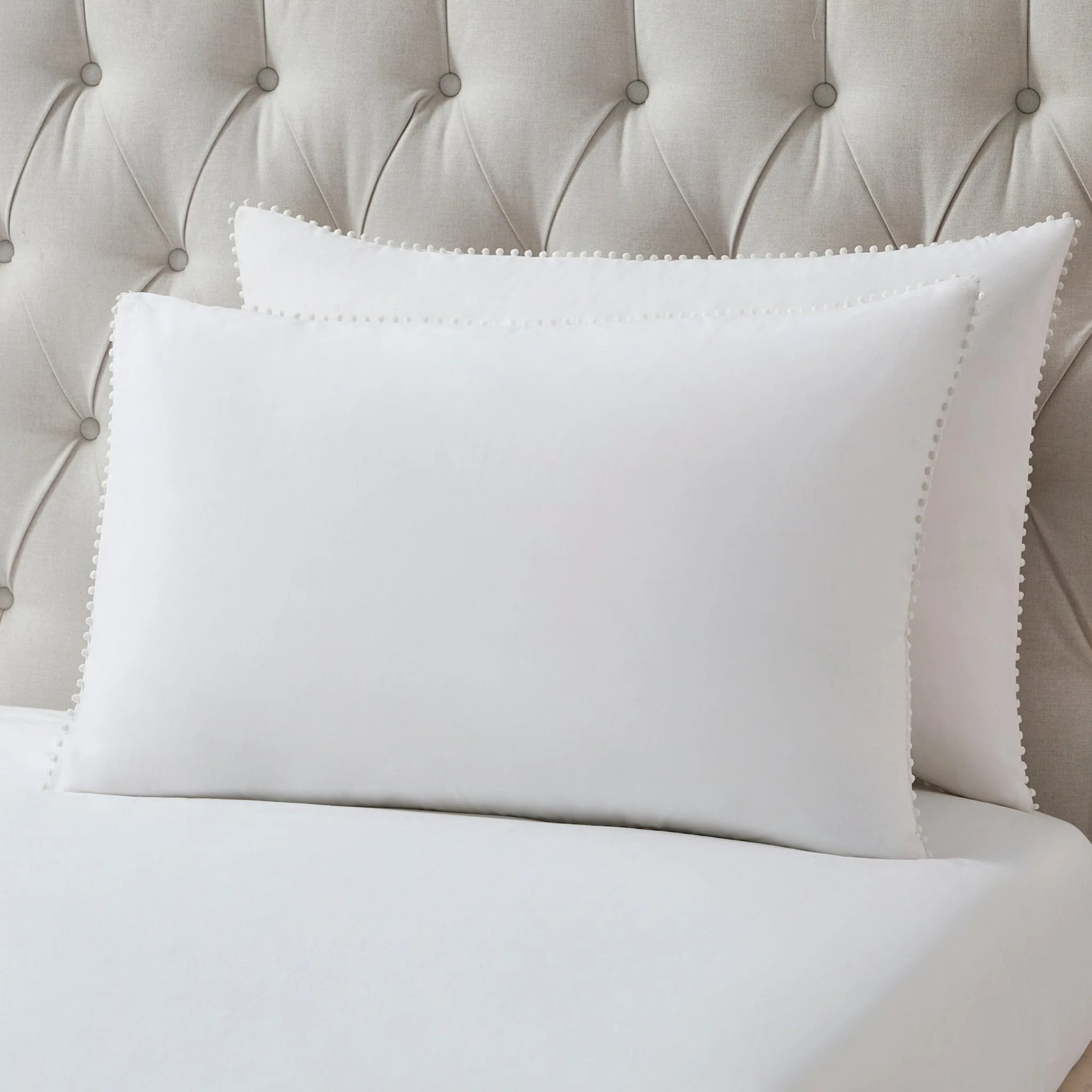 Girona 200 Thread Count Pom-Pom Duvet Cover - Cotton - White - Image 6