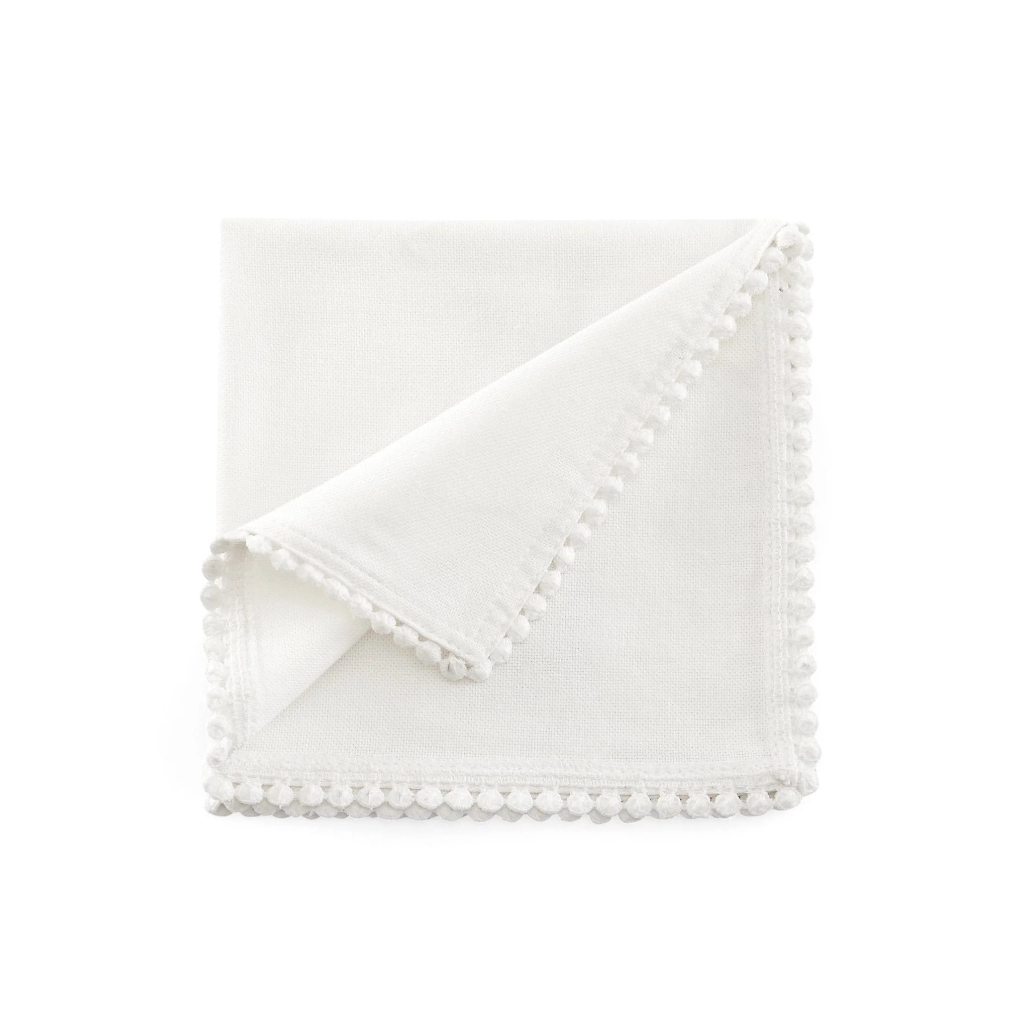 Girona Set of 4 Pom Pom Napkins - White - Image 5