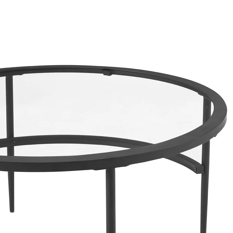 Glass Round Nesting Coffee Tables -  Black - Image 5