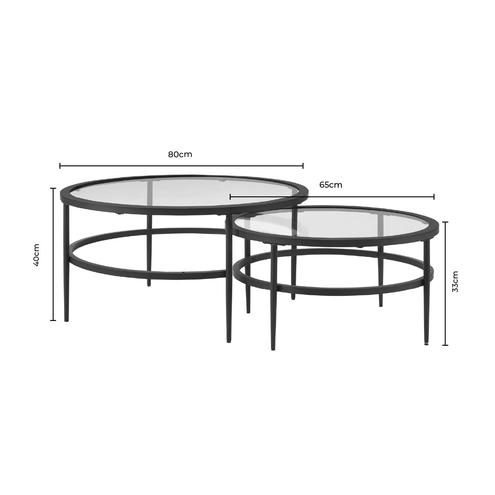 Glass Round Nesting Coffee Tables -  Black - Image 6