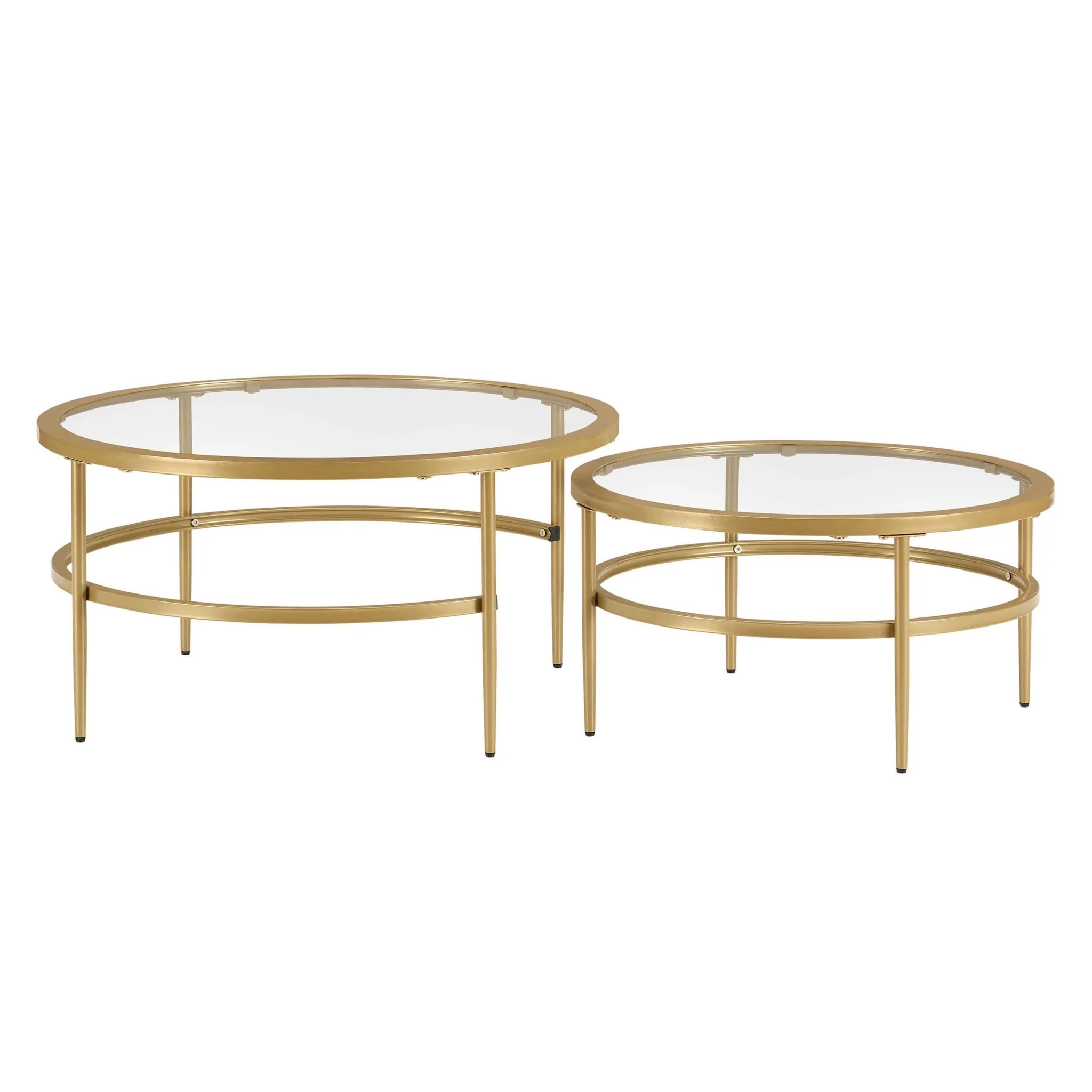 Glass Round Nesting Coffee Tables - Gold - Image 3