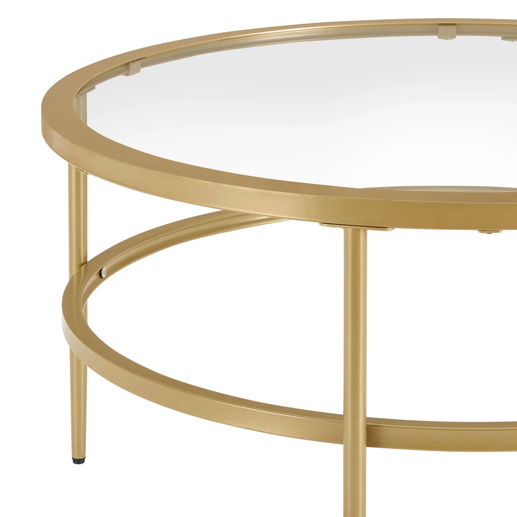 Glass Round Nesting Coffee Tables - Gold - Image 4