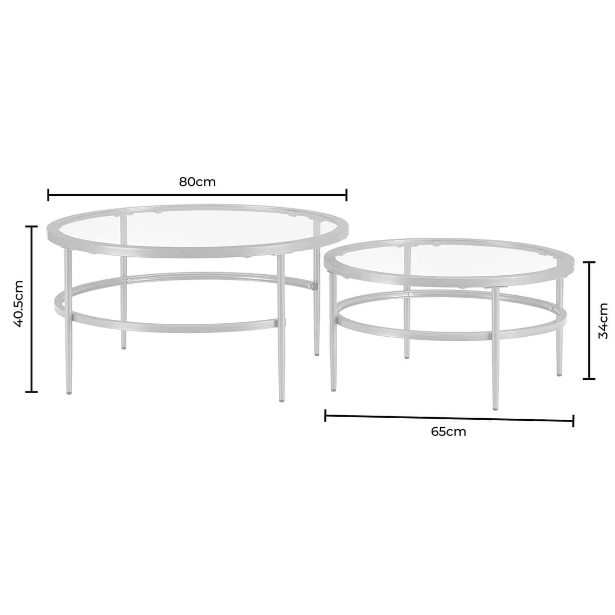 Glass Round Nesting Coffee Tables - Stone - Image 5