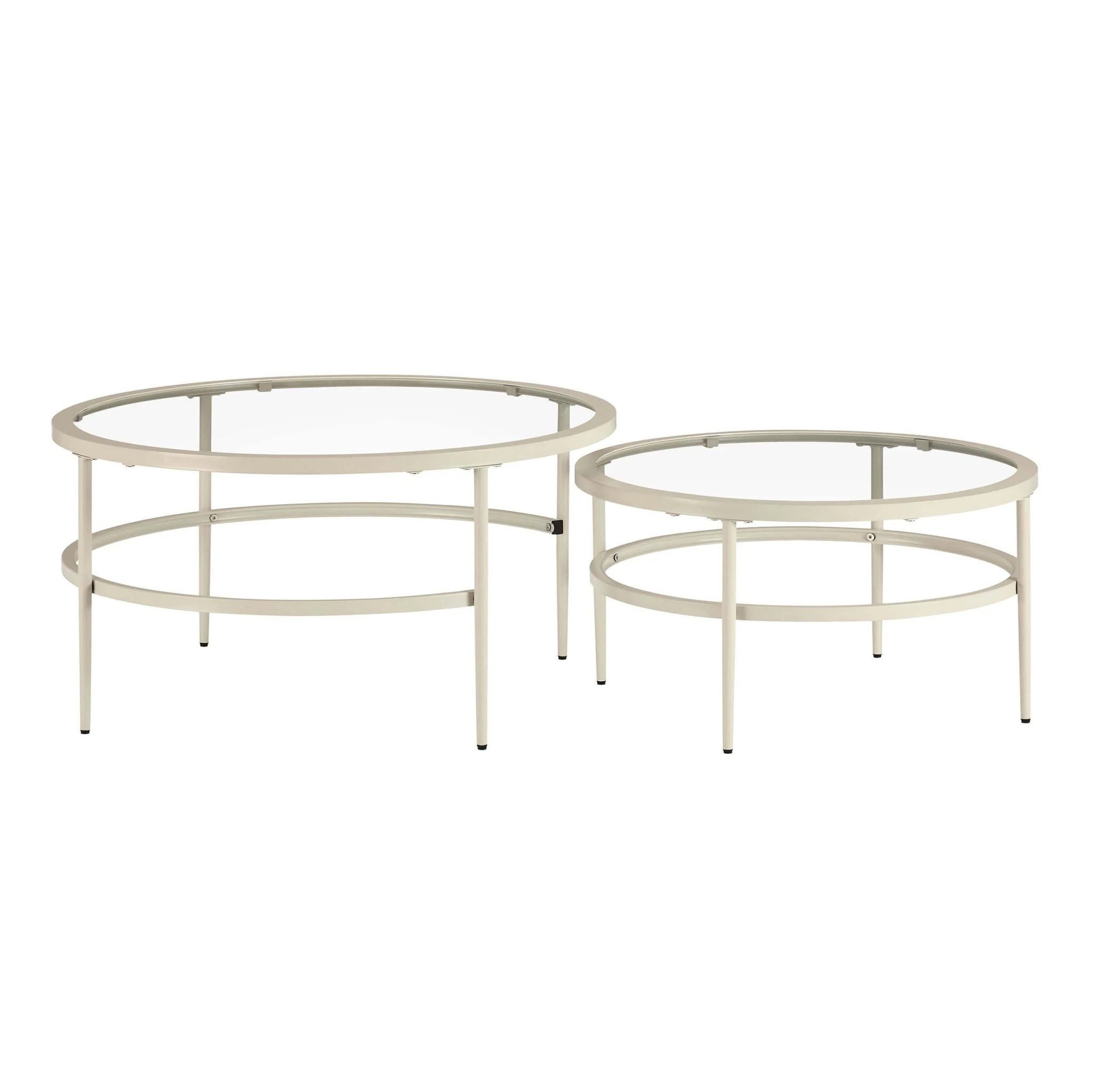 Glass Round Nesting Coffee Tables - Stone - Image 2