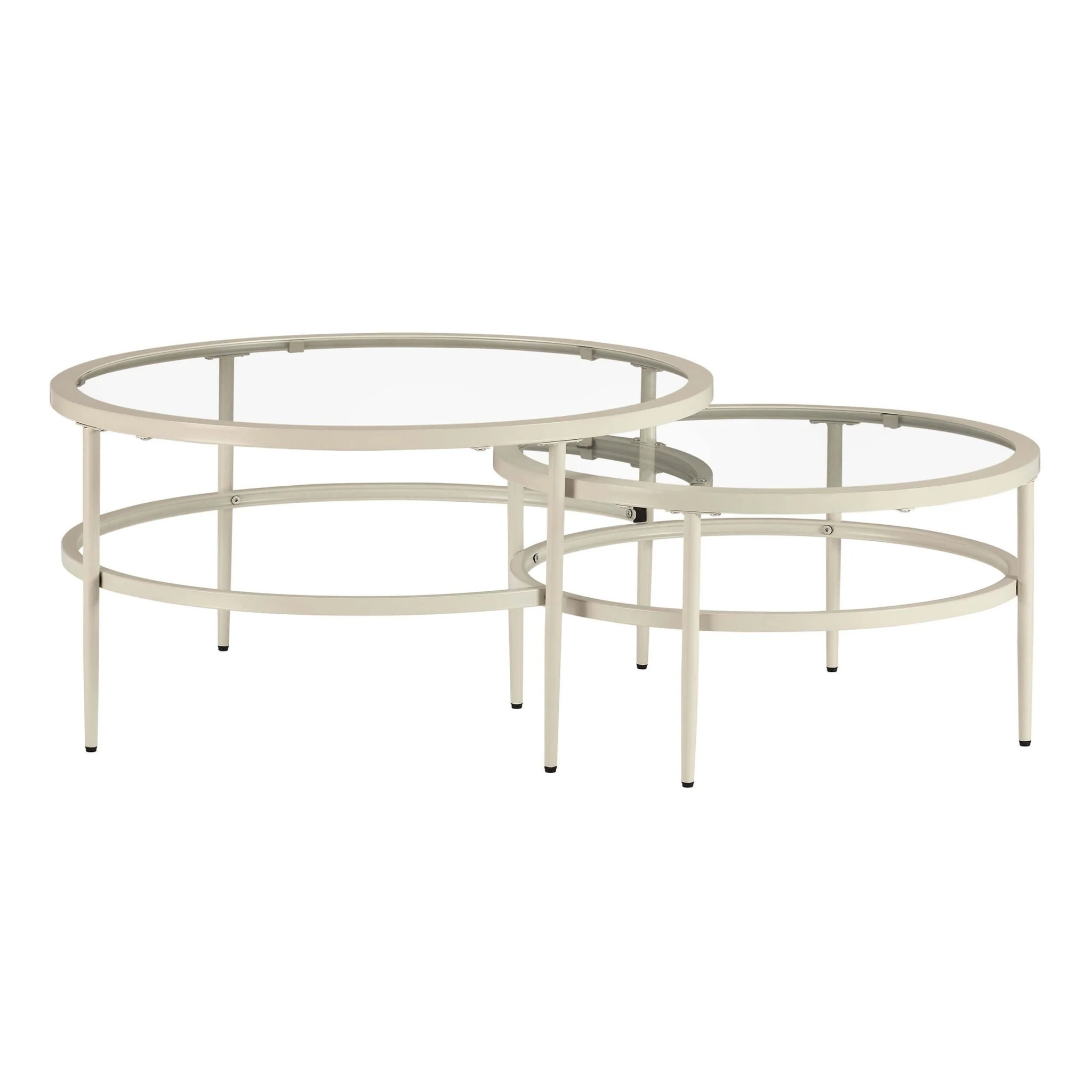 Glass Round Nesting Coffee Tables - Stone - Image 3