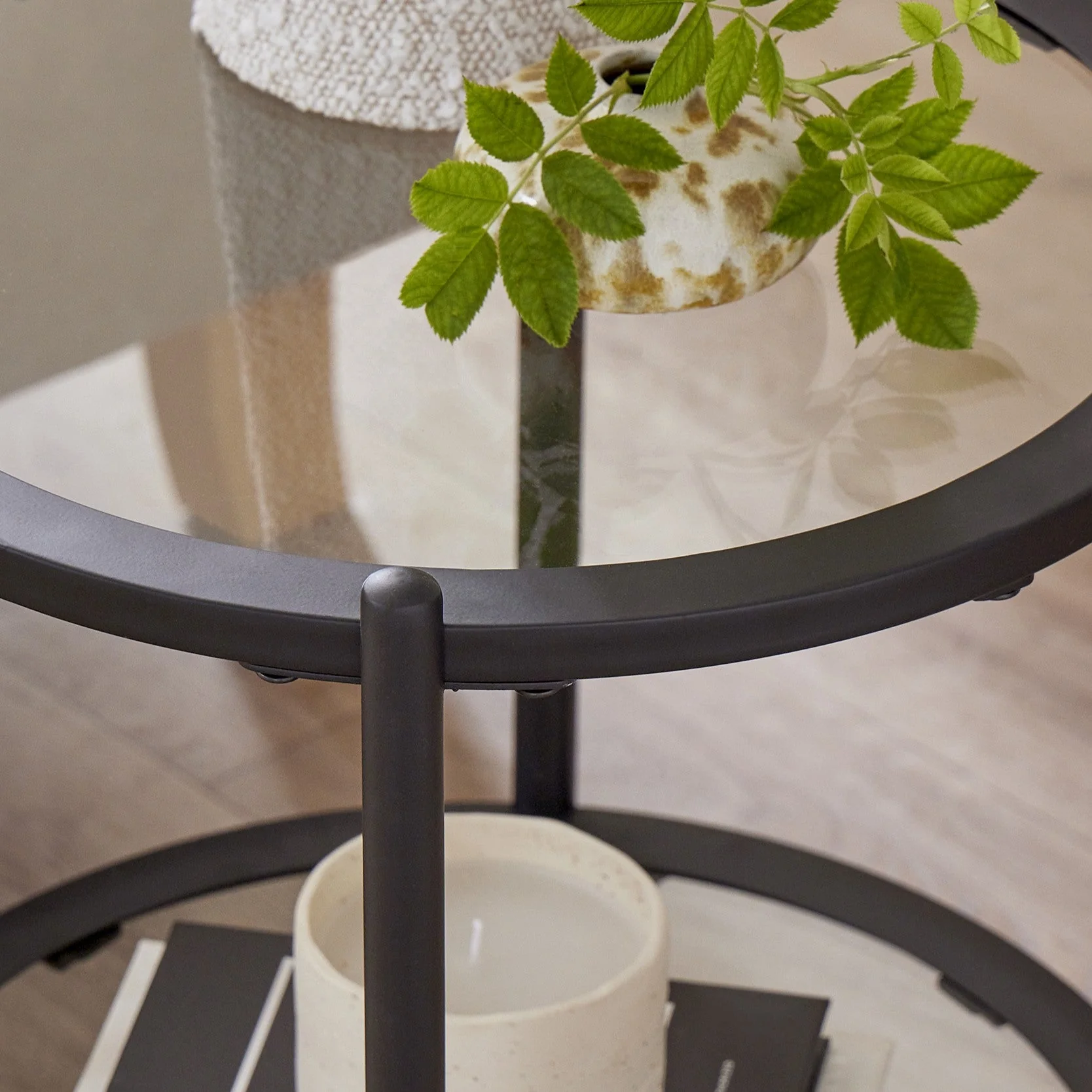 Glass Round Side Table - Black - Image 2