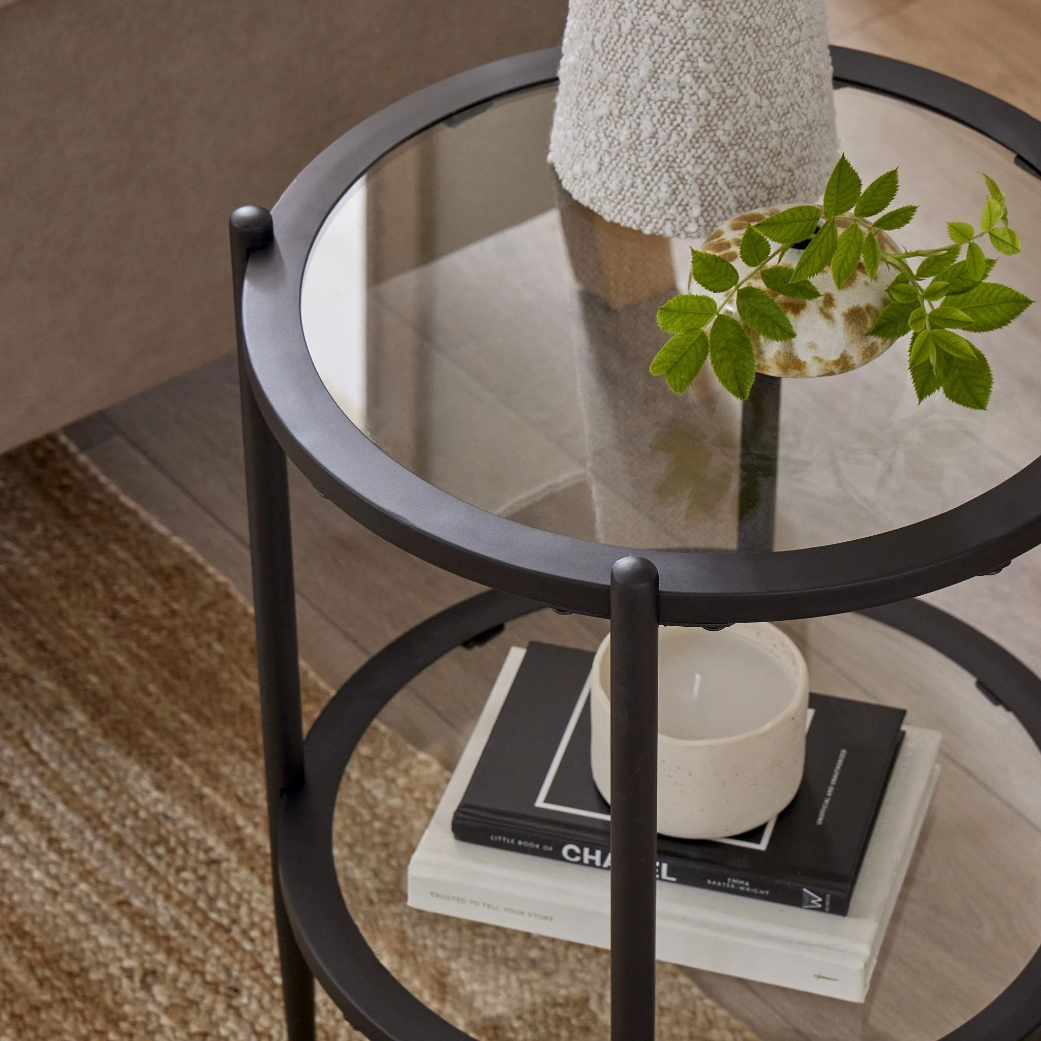 Glass Round Side Table - Black - Image 3